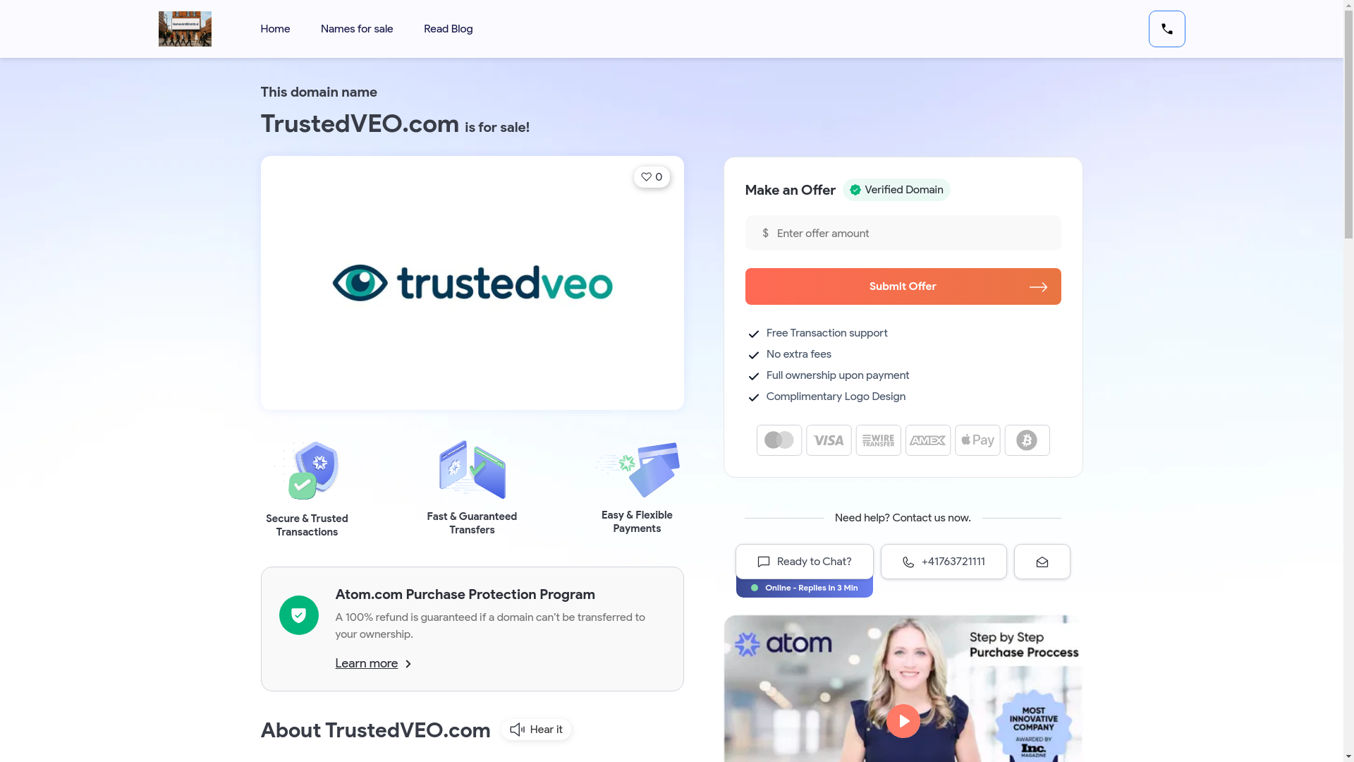 website screenshot of https://trustedveo.com/