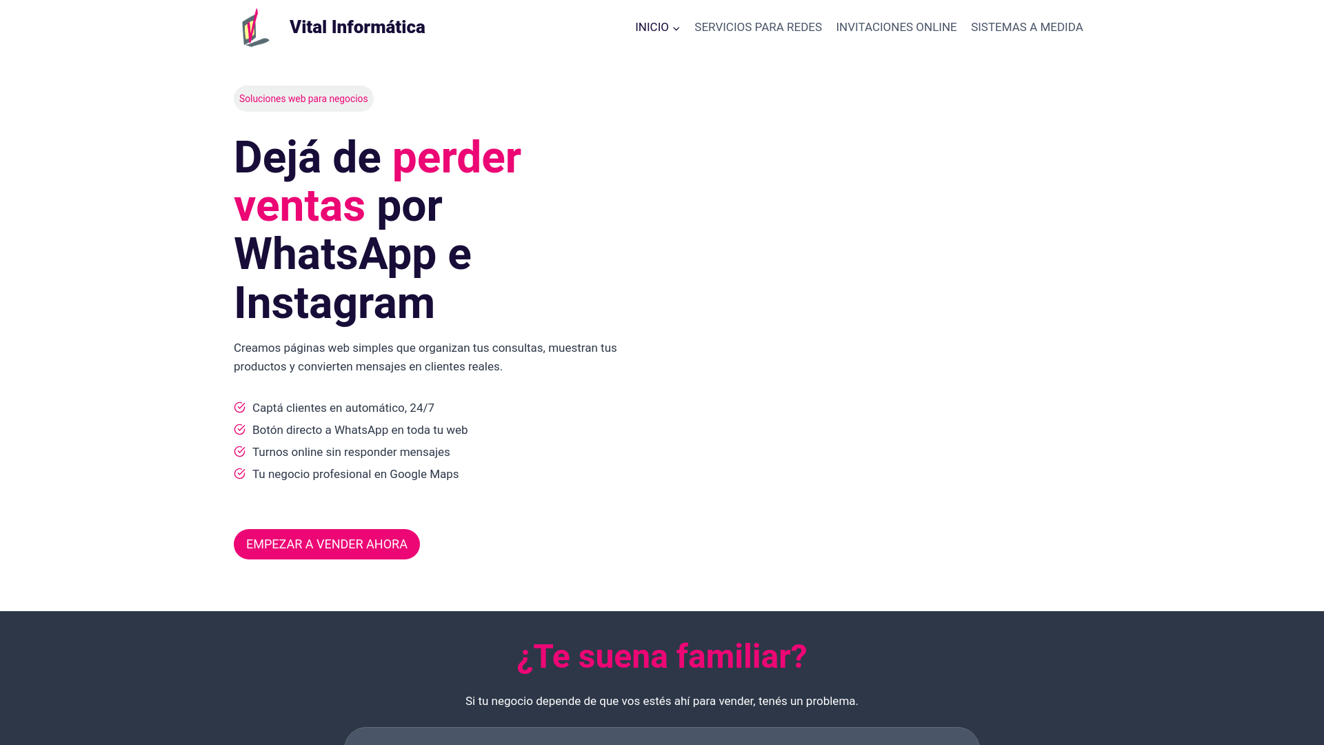 website screenshot of https://vitalinformatica.com.ar/