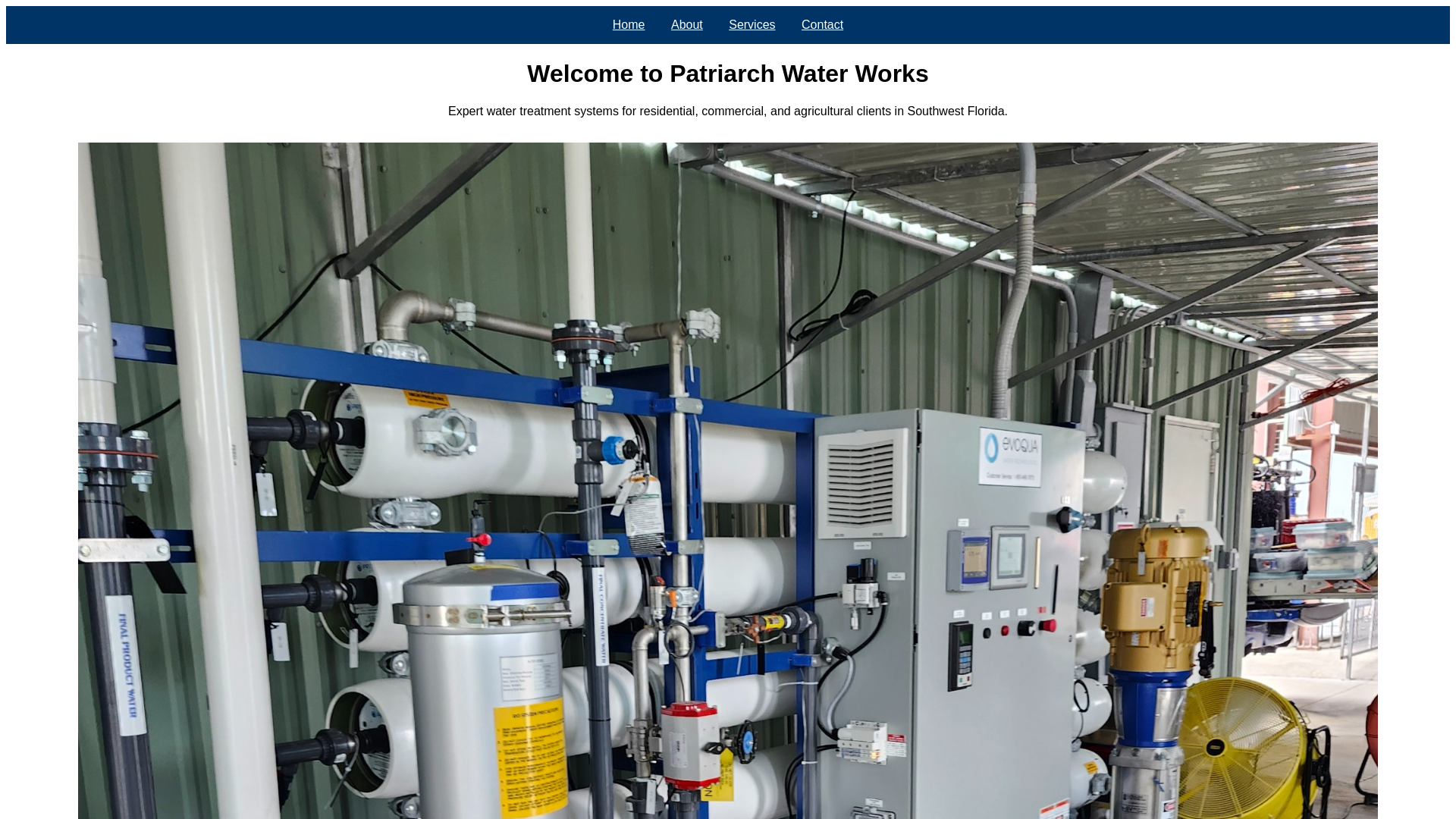 website screenshot of https://patriarchwater.com