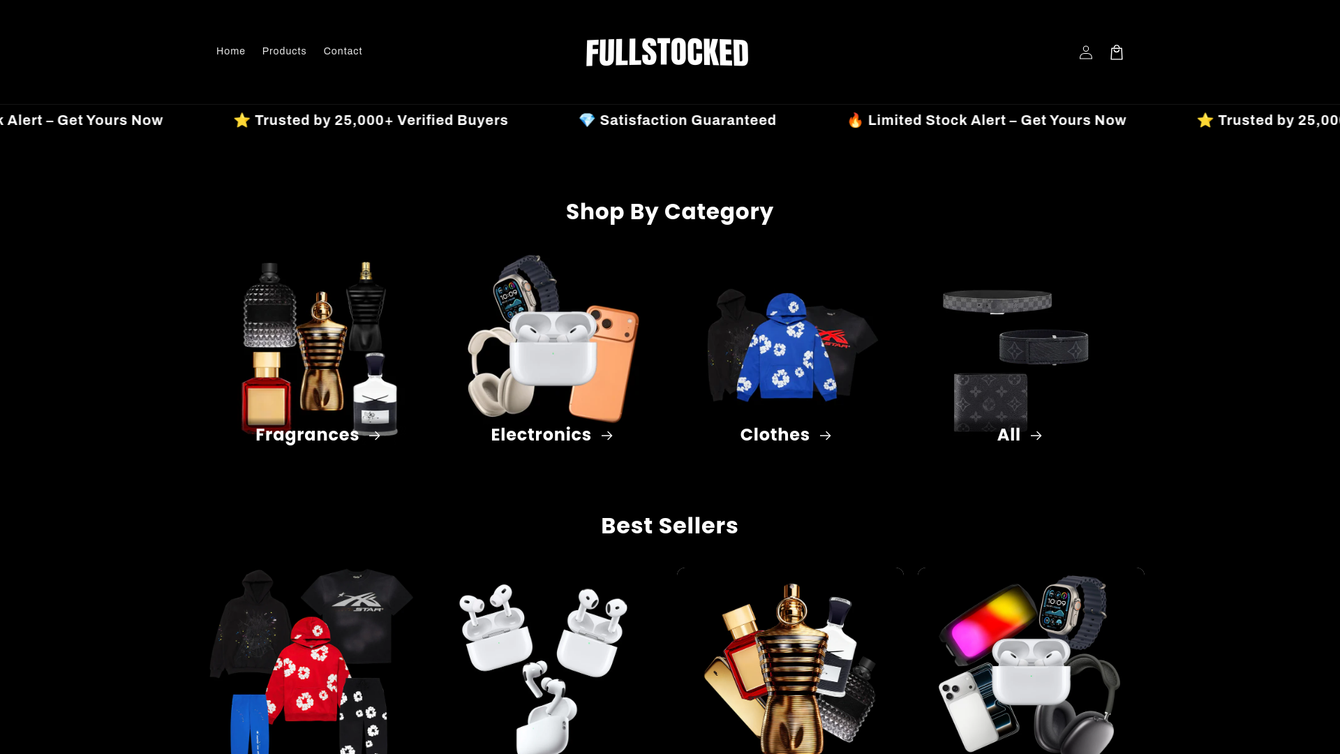 website screenshot of https://fullstocked.shop/