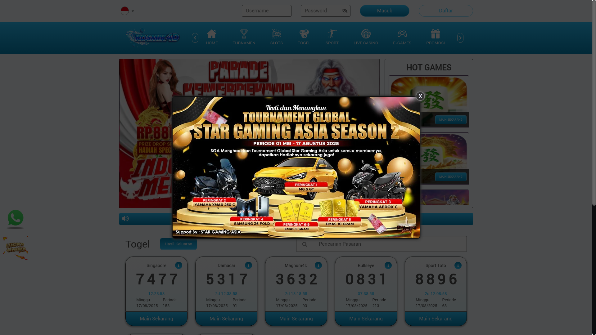 website screenshot of https://langitkosmik.biz/