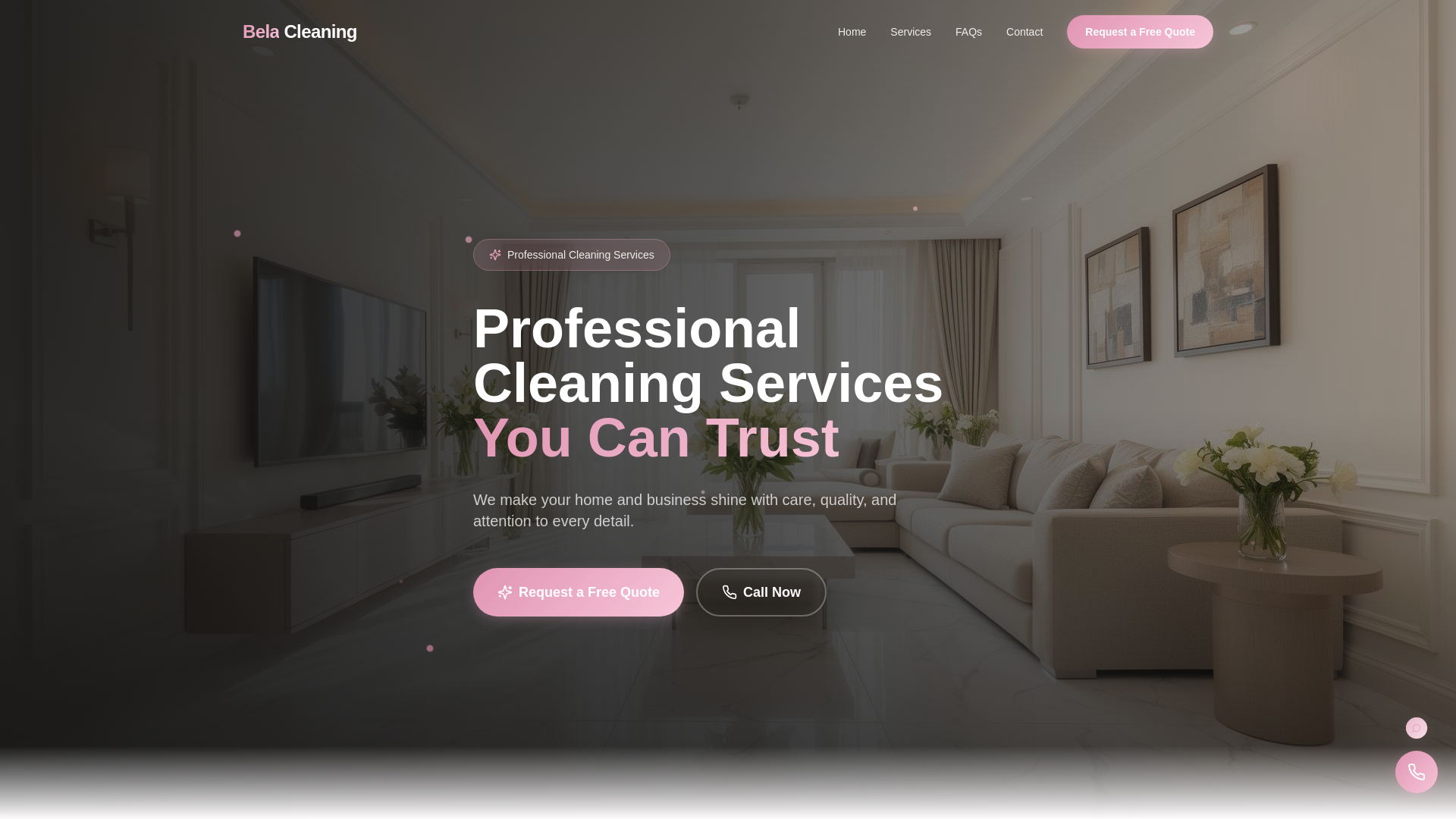 website screenshot of https://belacleanings.com/