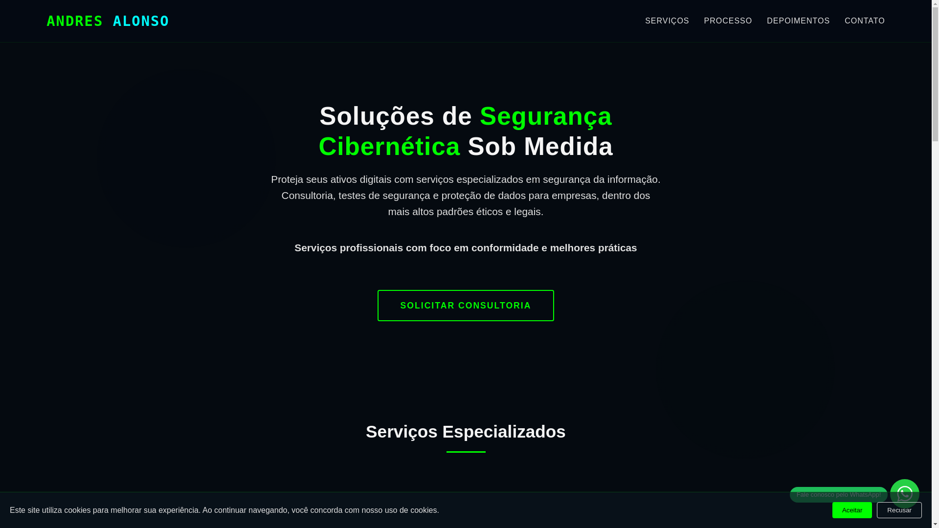 website screenshot of https://hackeralonso.com.br/
