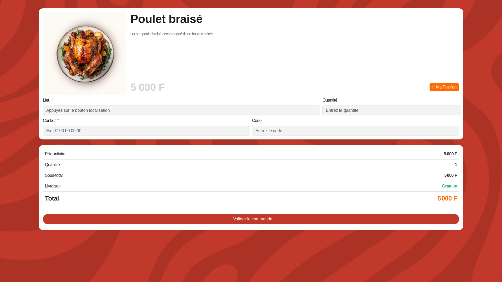 website screenshot of https://lebonpouletbraise.com