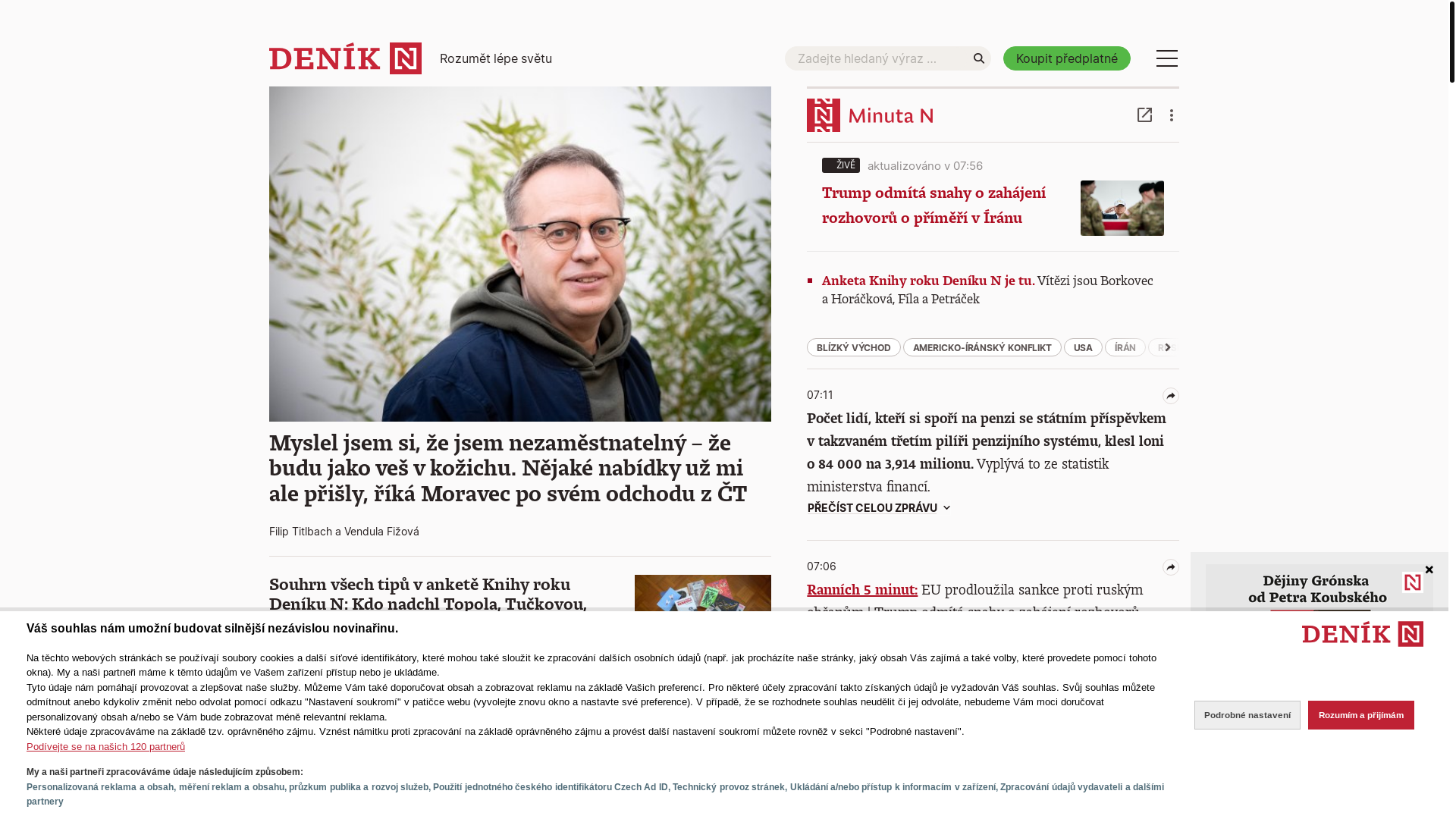 website screenshot of https://denikn.cz