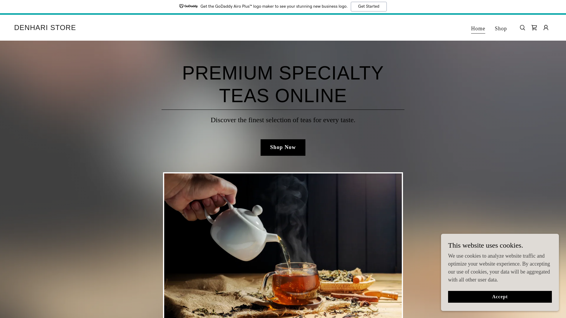 website screenshot of https://denhari.store/