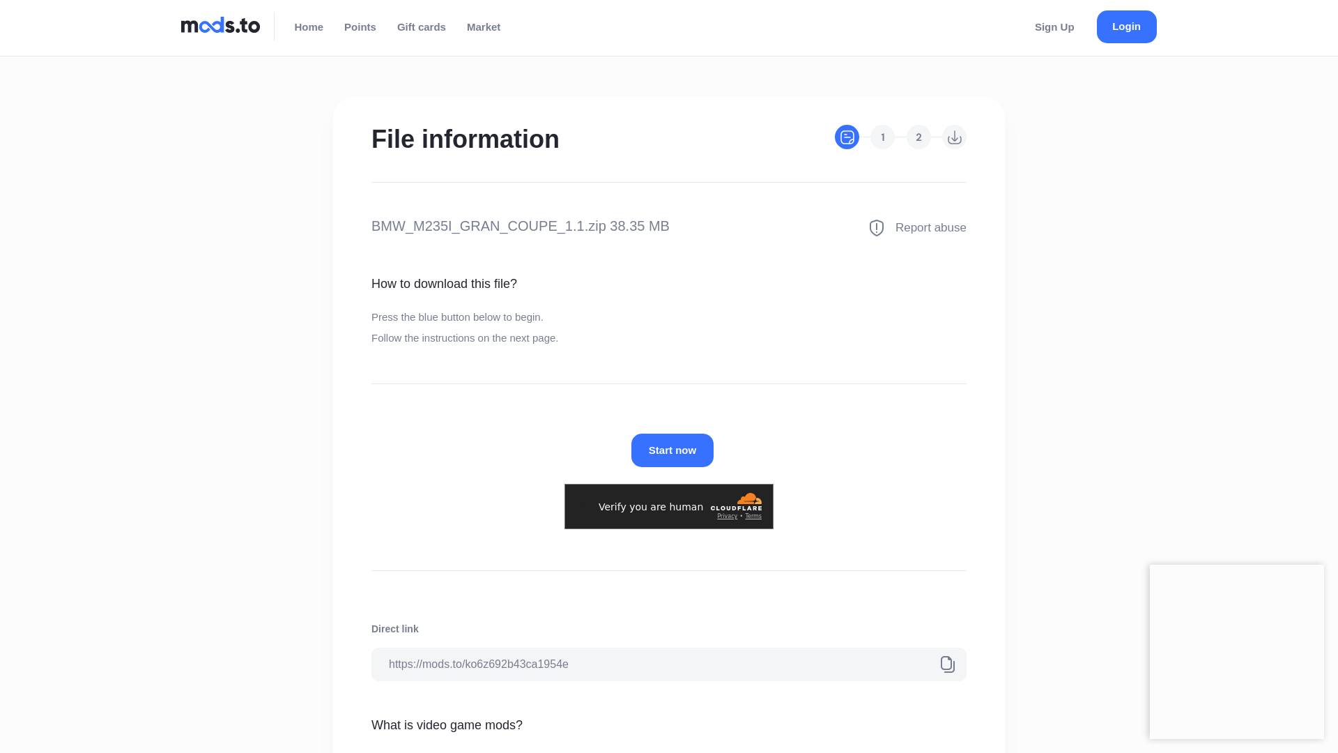 website screenshot of https://mods.to/ko6z692b43ca1954e