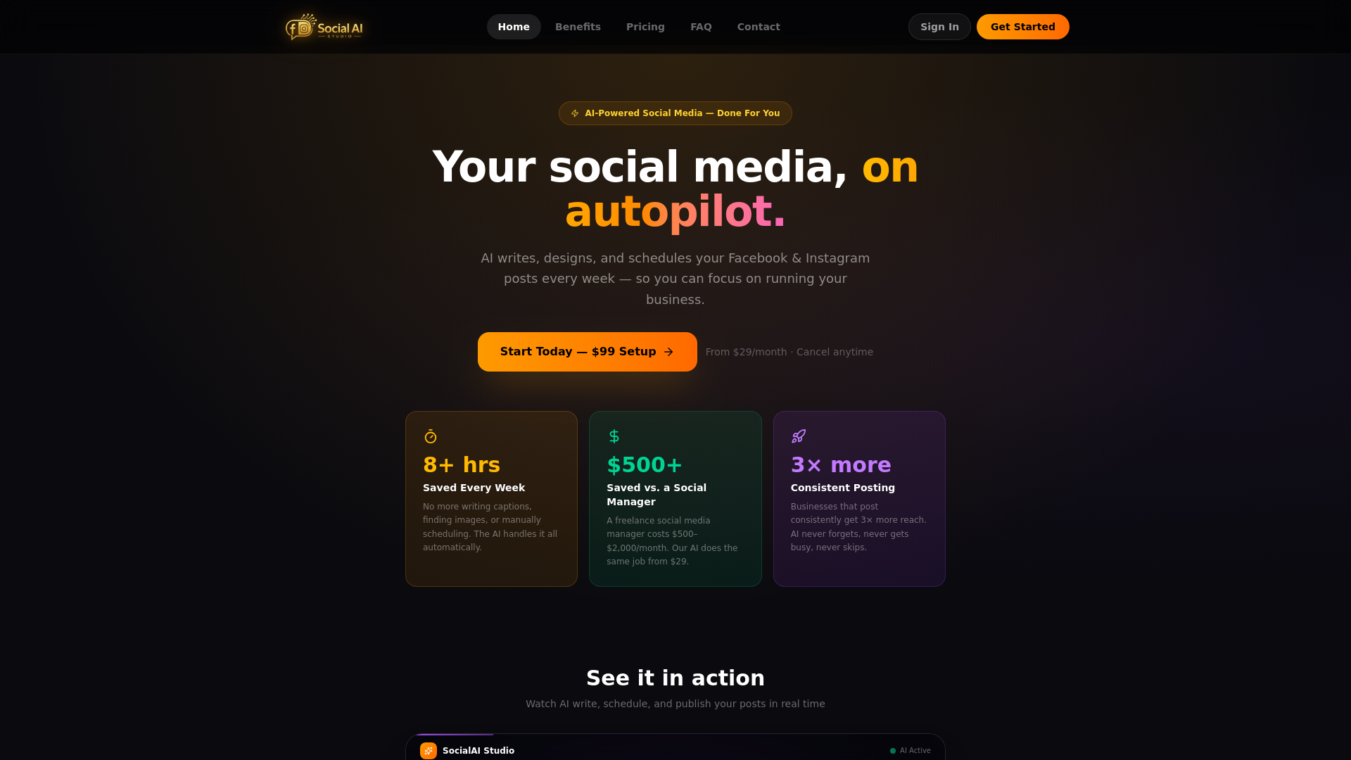 website screenshot of https://socialai-studio.pages.dev/