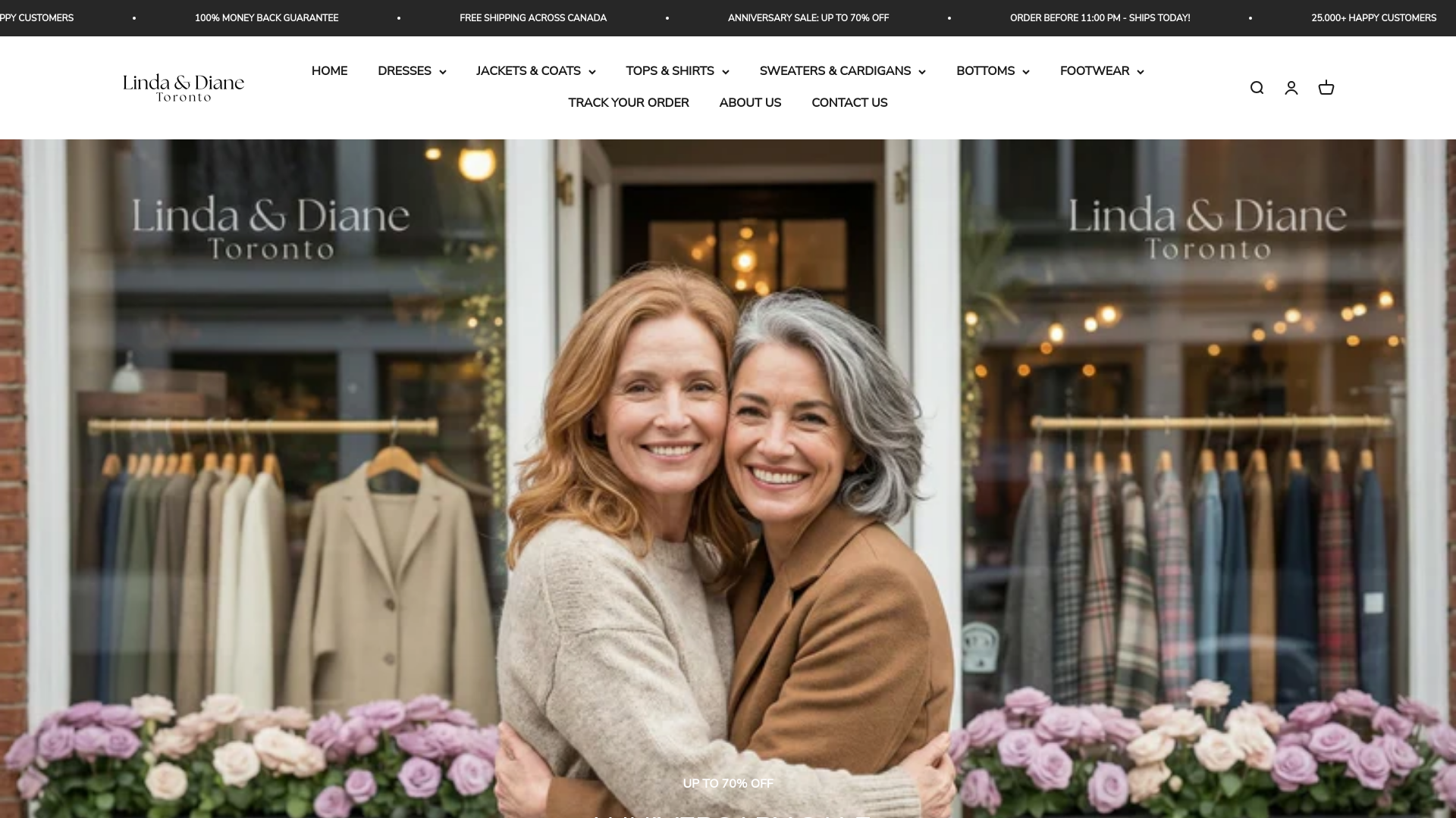 website screenshot of https://lindadiane-toronto.com/