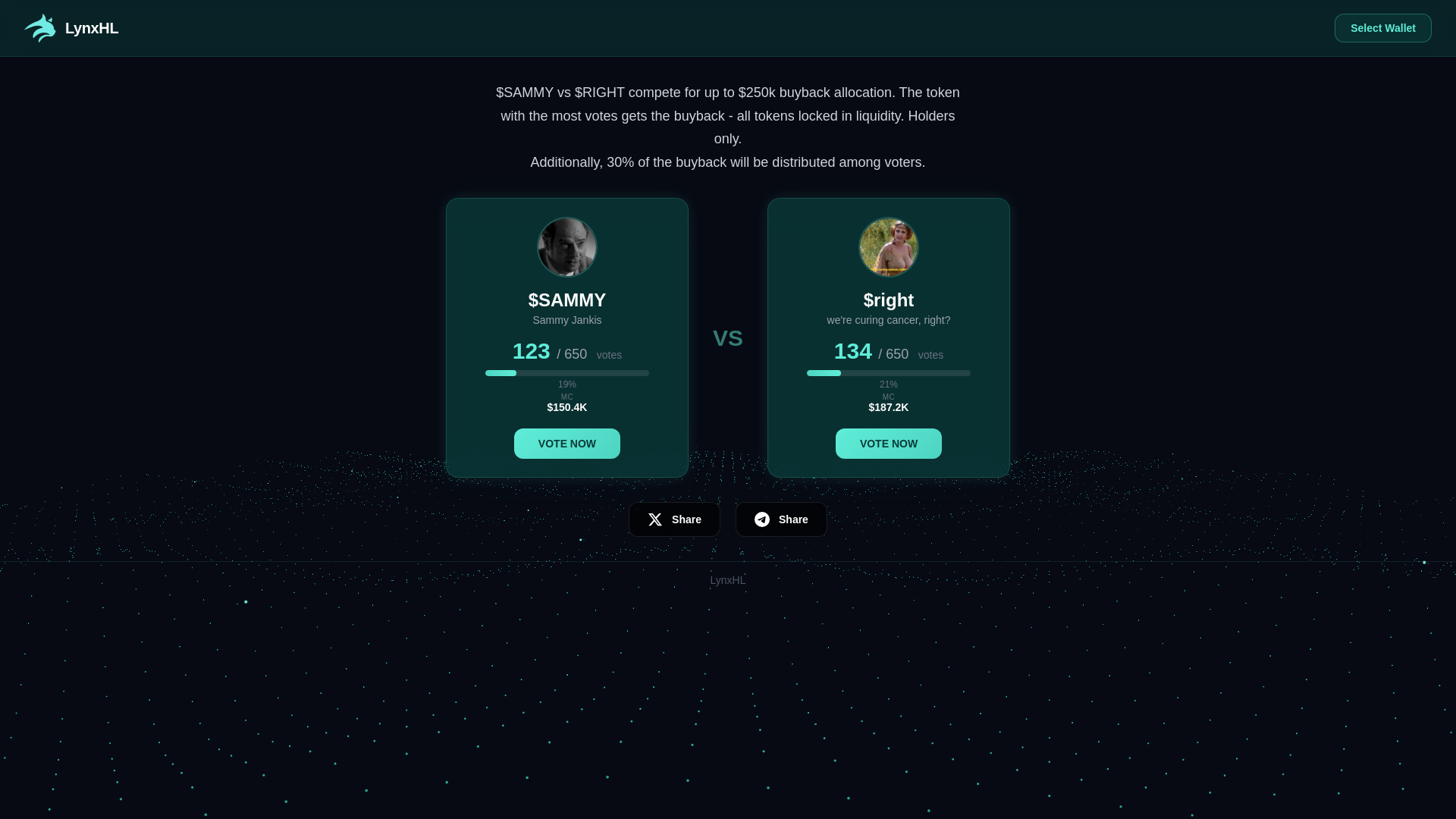 website screenshot of https://right-sammy.lynx-vote.xyz