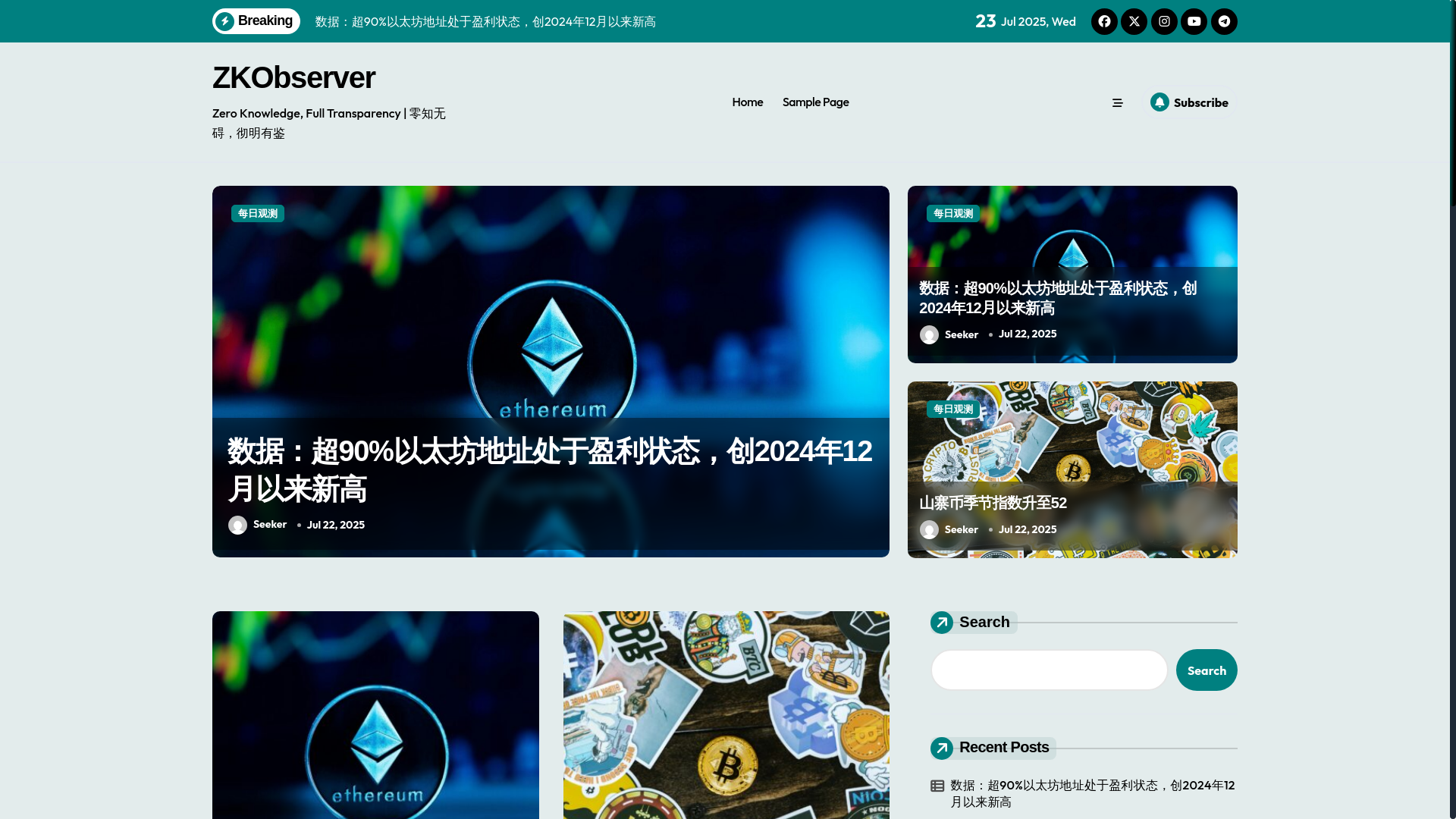 website screenshot of https://zkobserver.site/