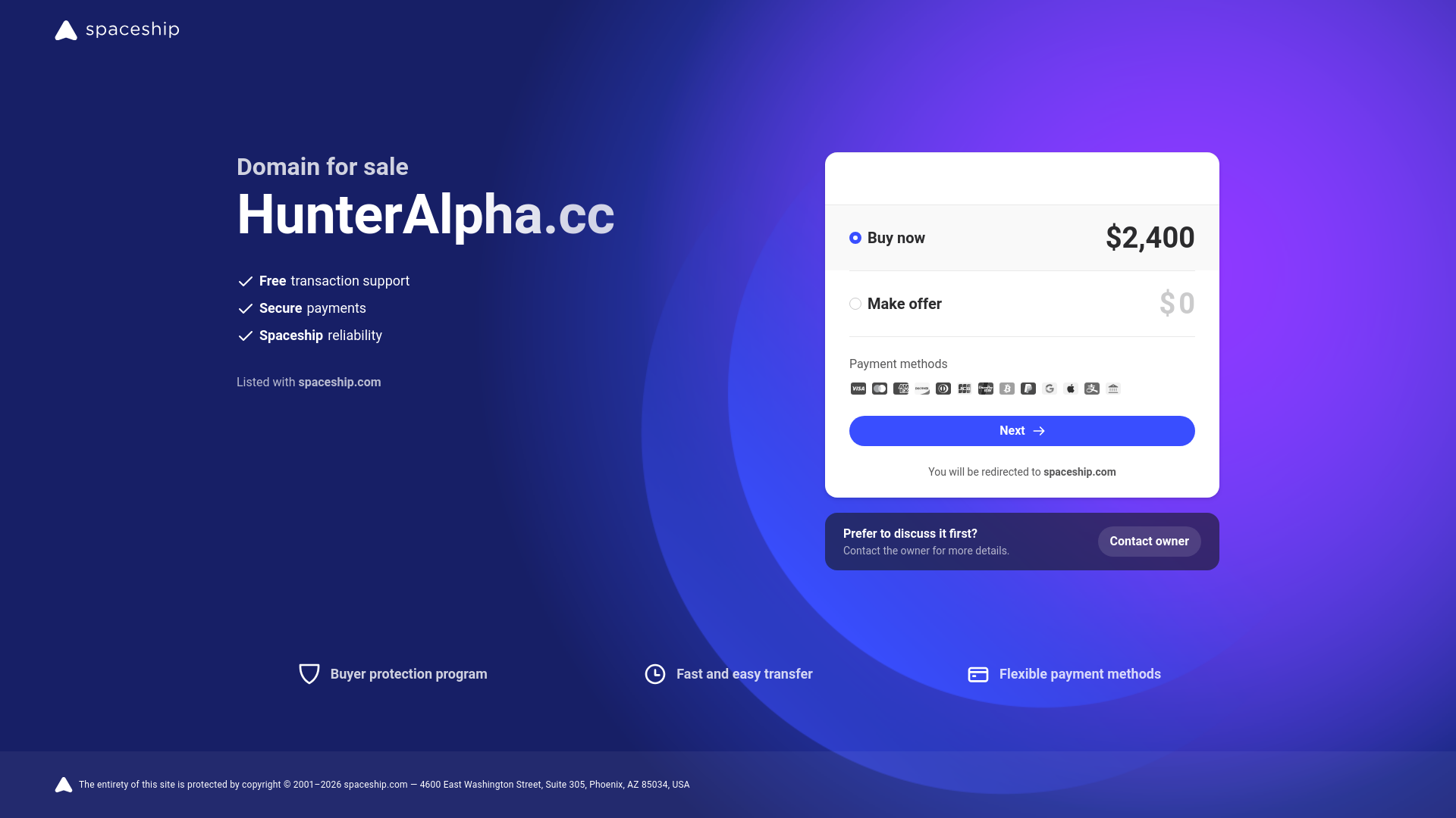 website screenshot of https://hunteralpha.cc/
