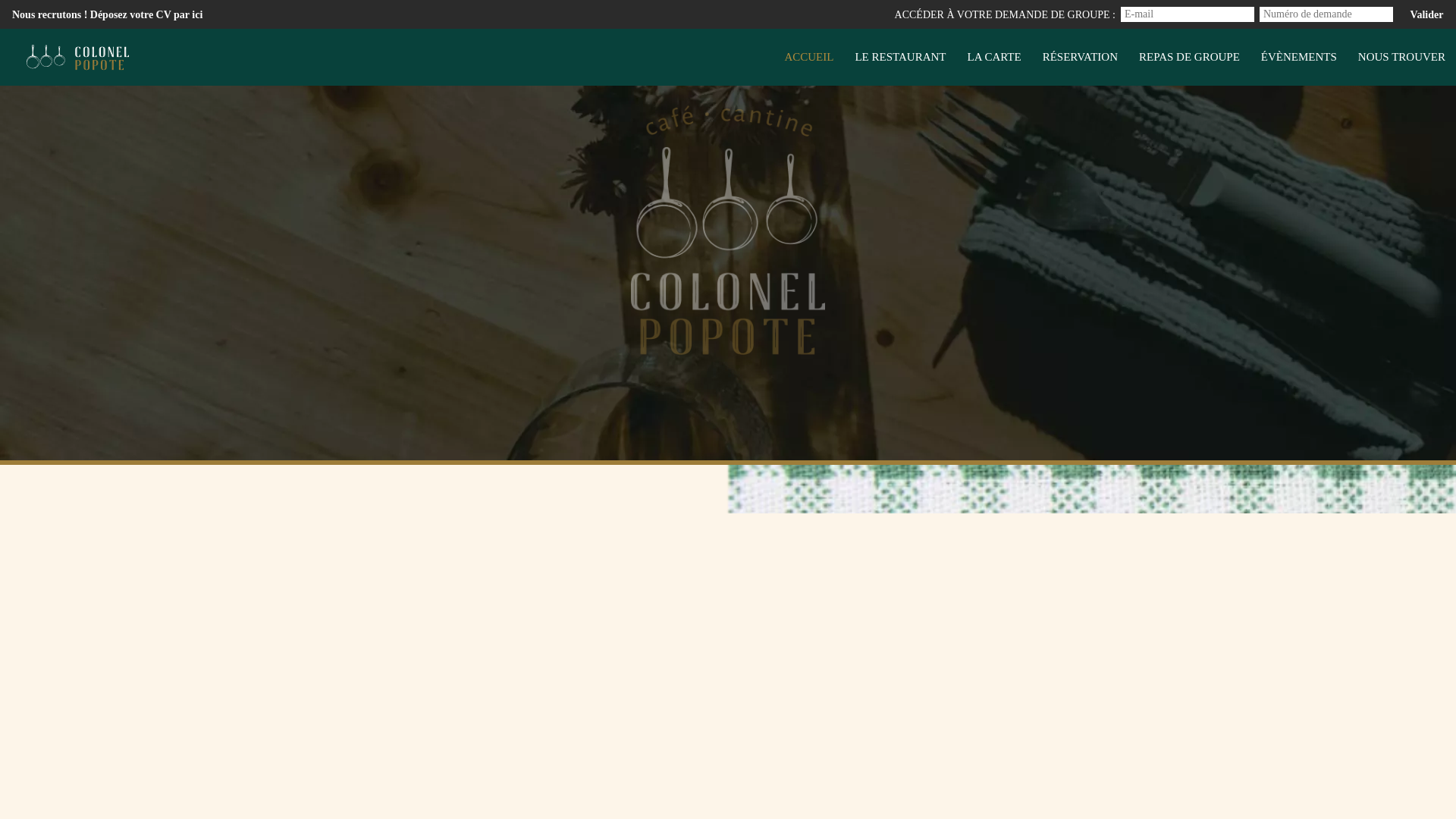 website screenshot of https://colonel-popote-restaurant-barberaz.fr/