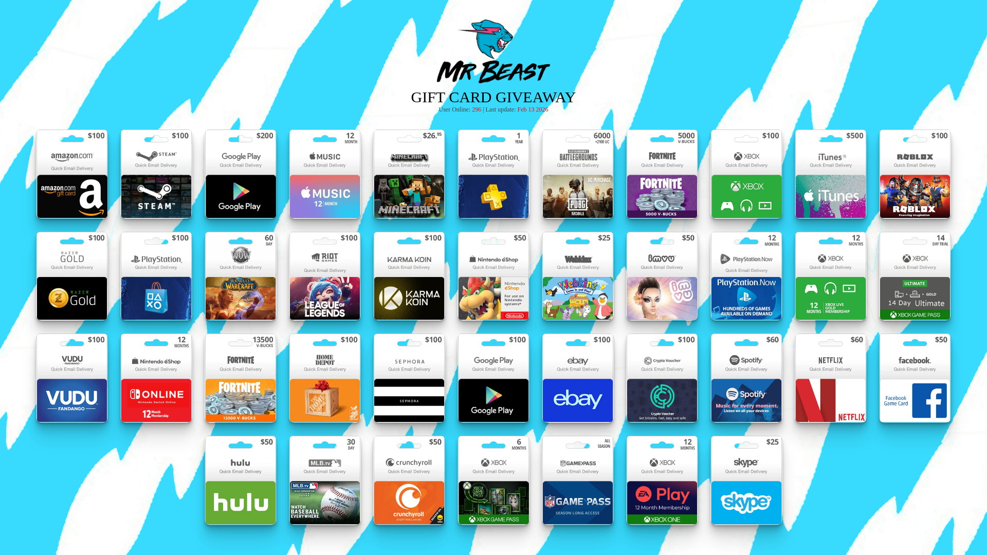 website screenshot of https://beastfreegift.com/