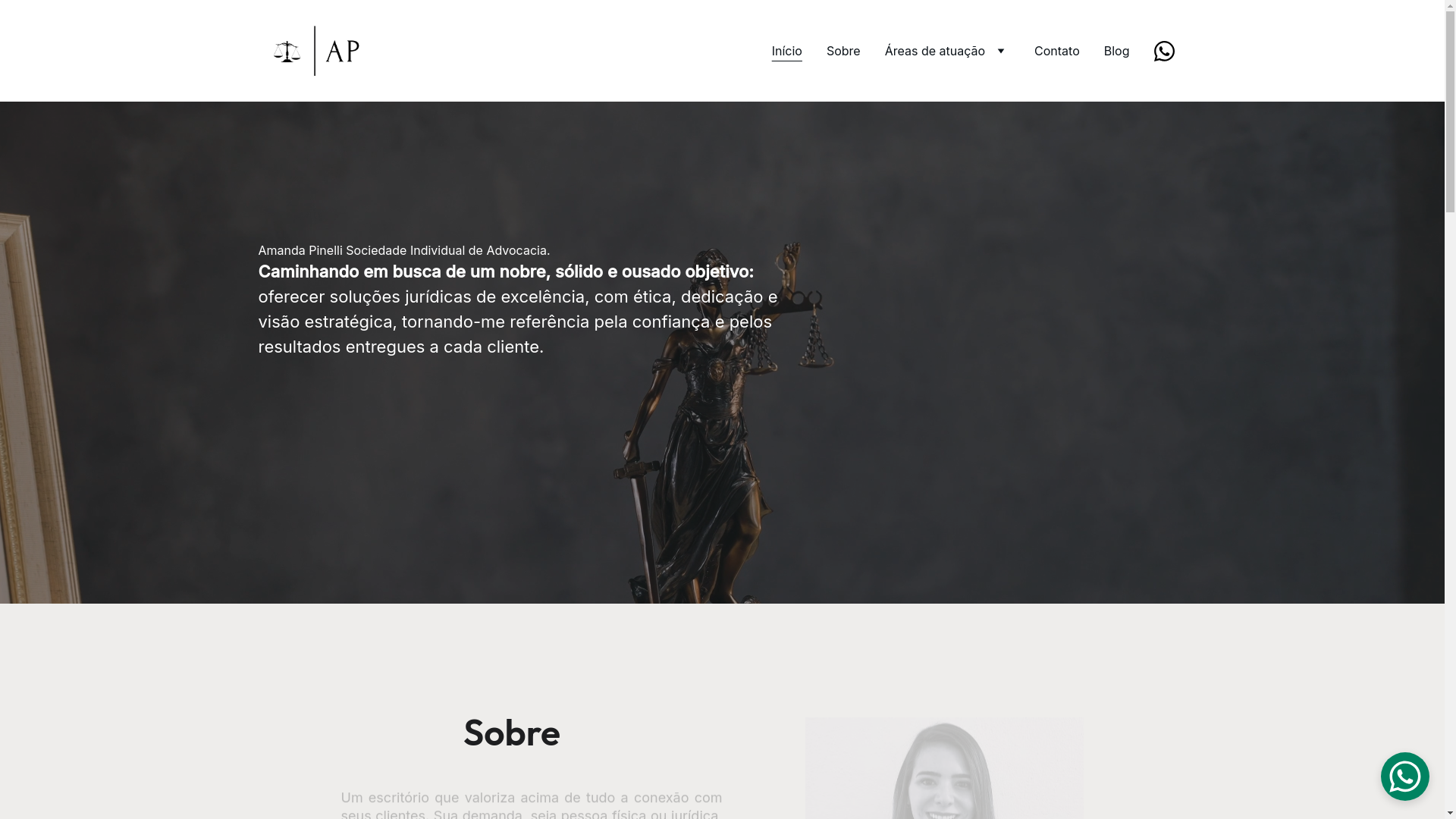 website screenshot of https://amandapinelliadv.com.br/