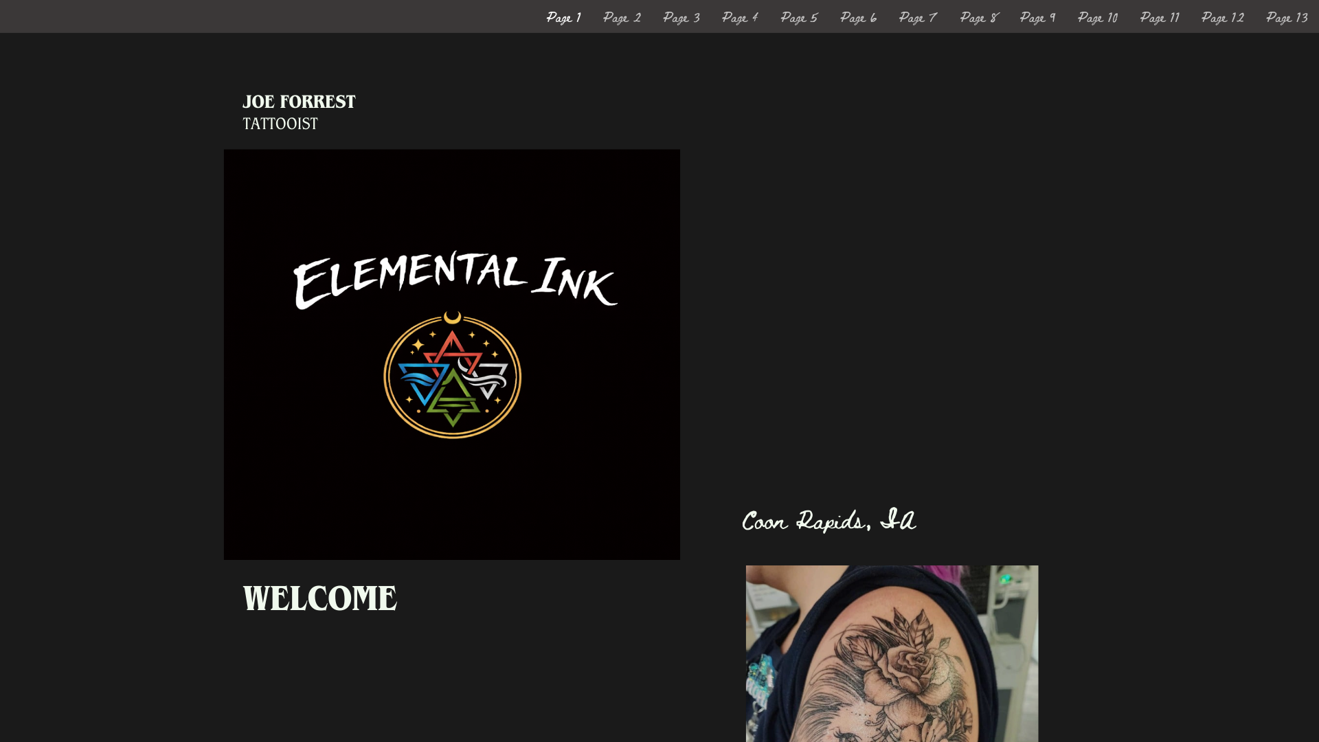 website screenshot of https://elementalinktattoo.com/