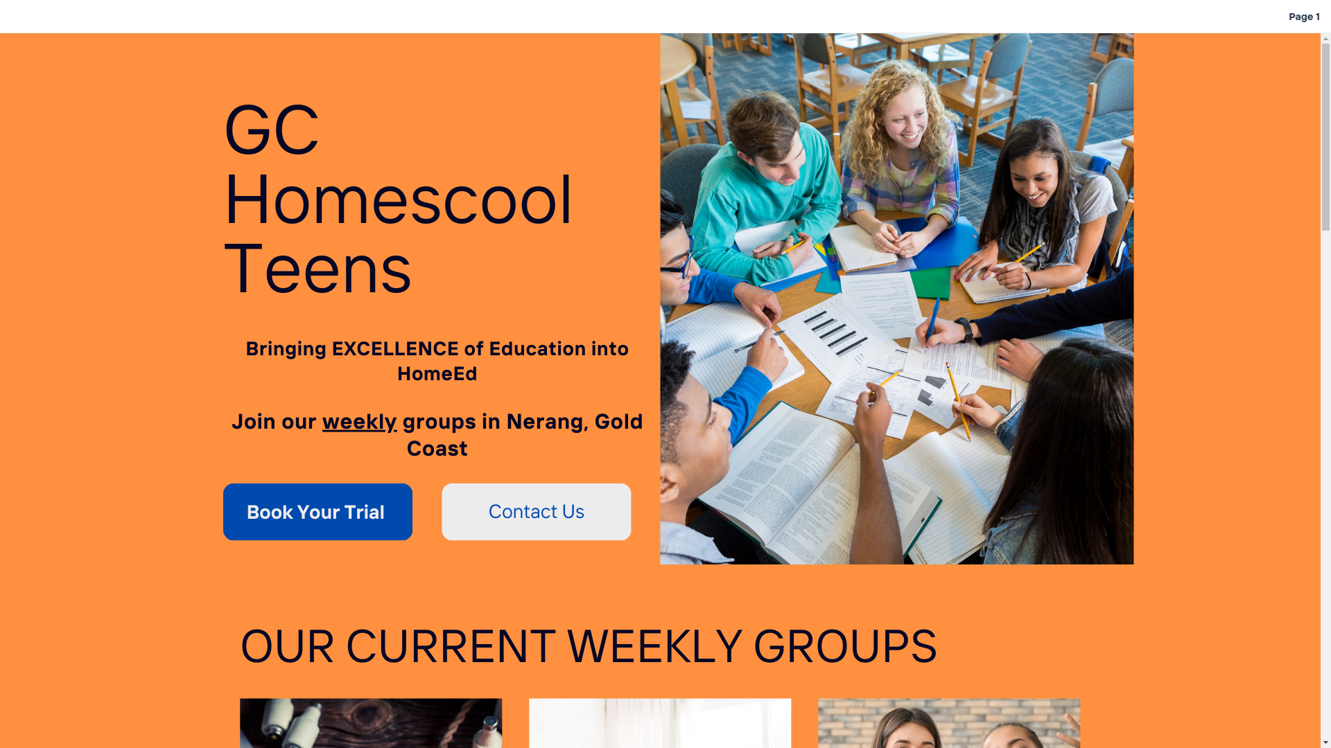 website screenshot of https://gchomeschoolteens.com/