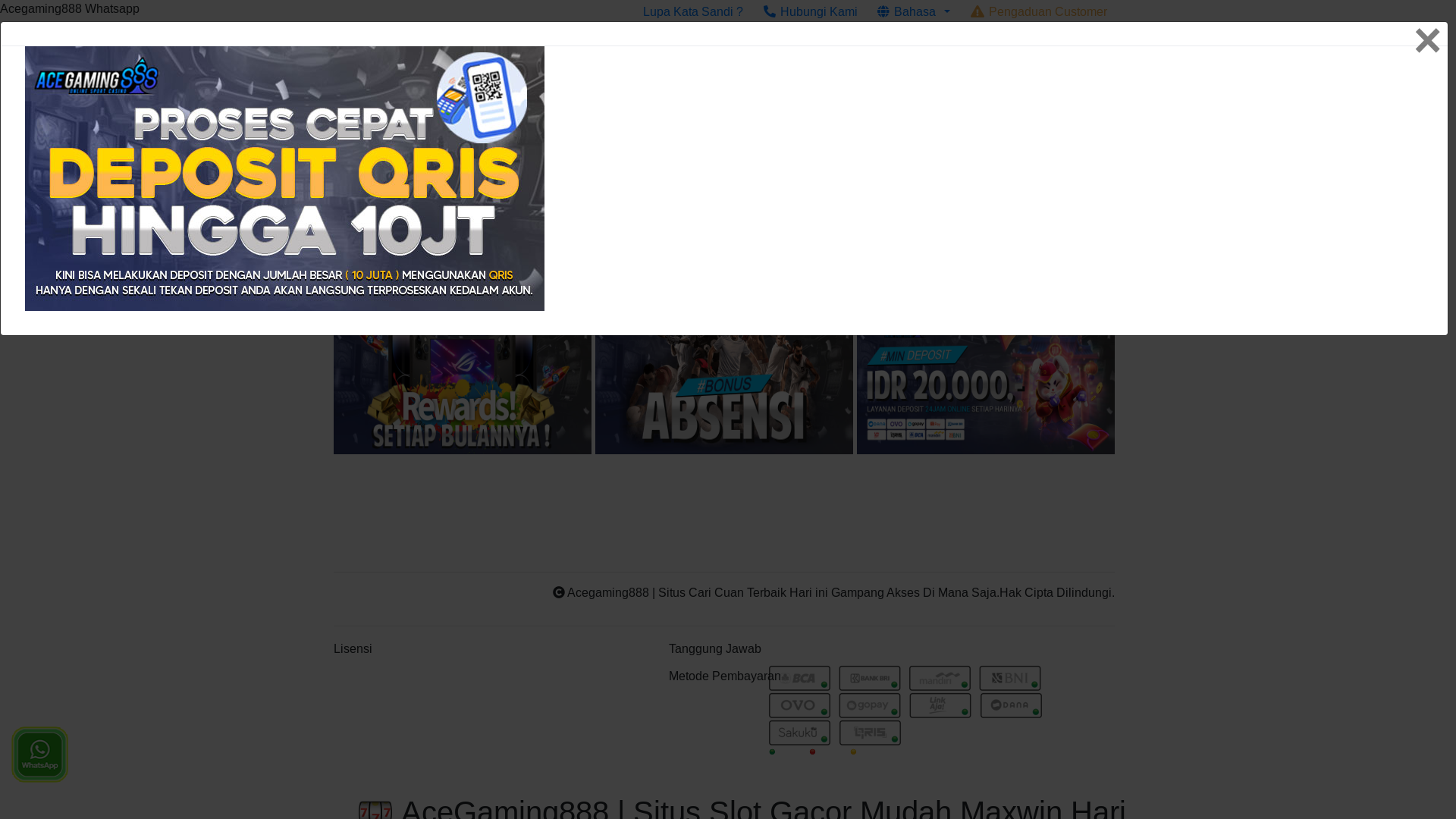 website screenshot of https://acegaming888wina1.art/
