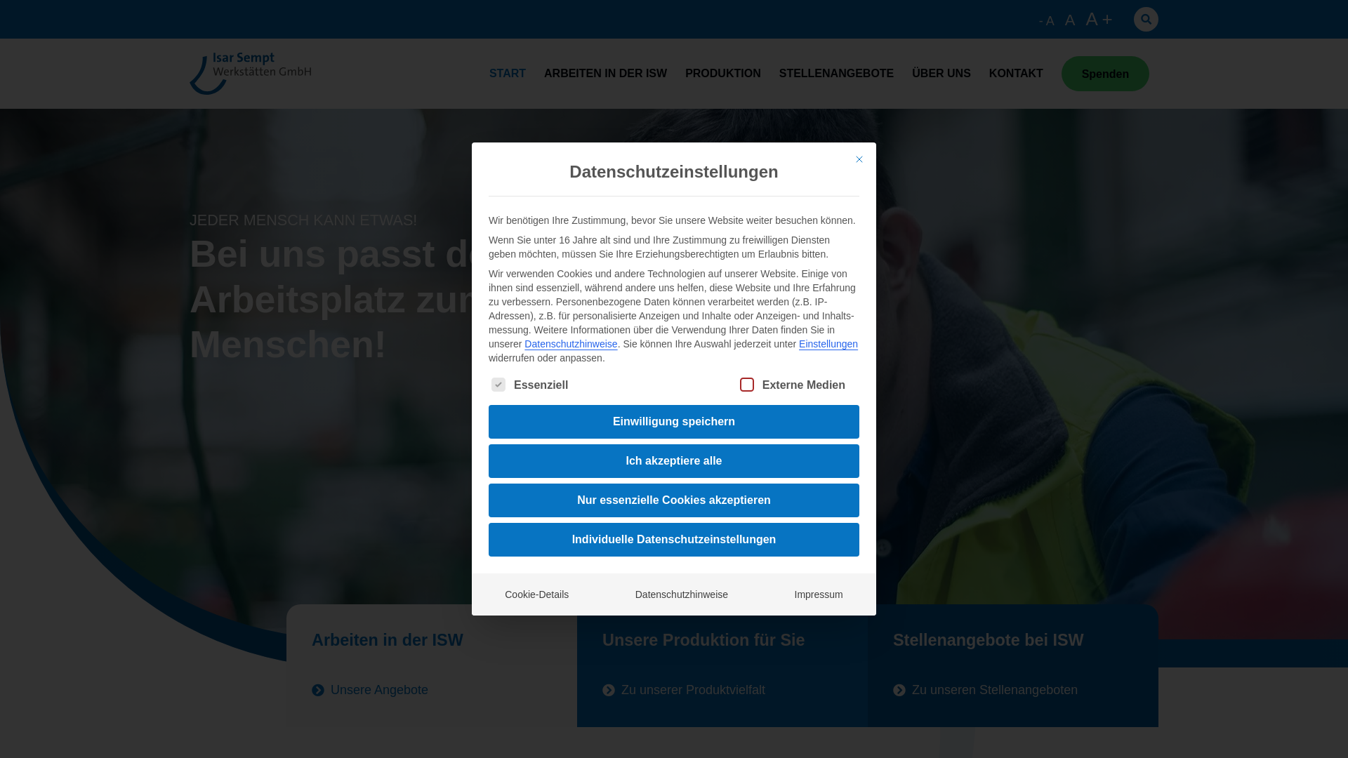 website screenshot of https://isw-freising.de