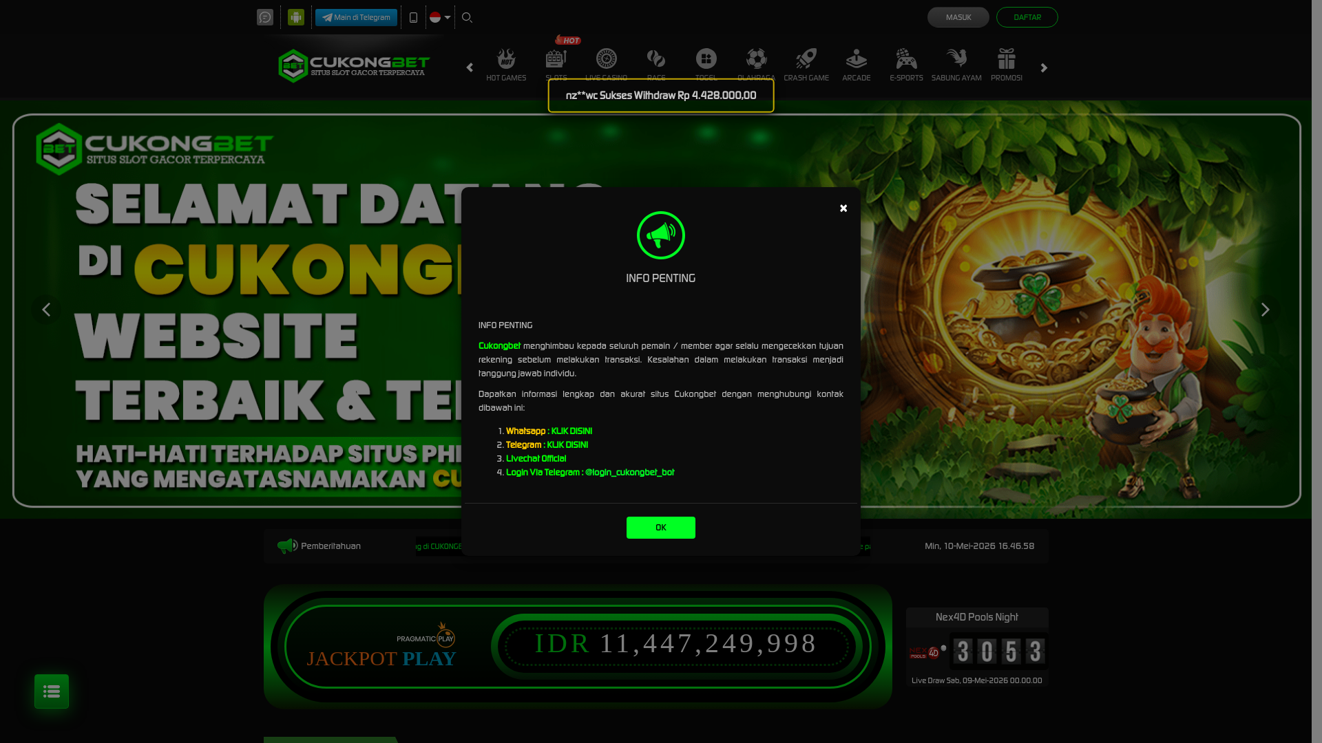 website screenshot of https://cukongbetxy.com/