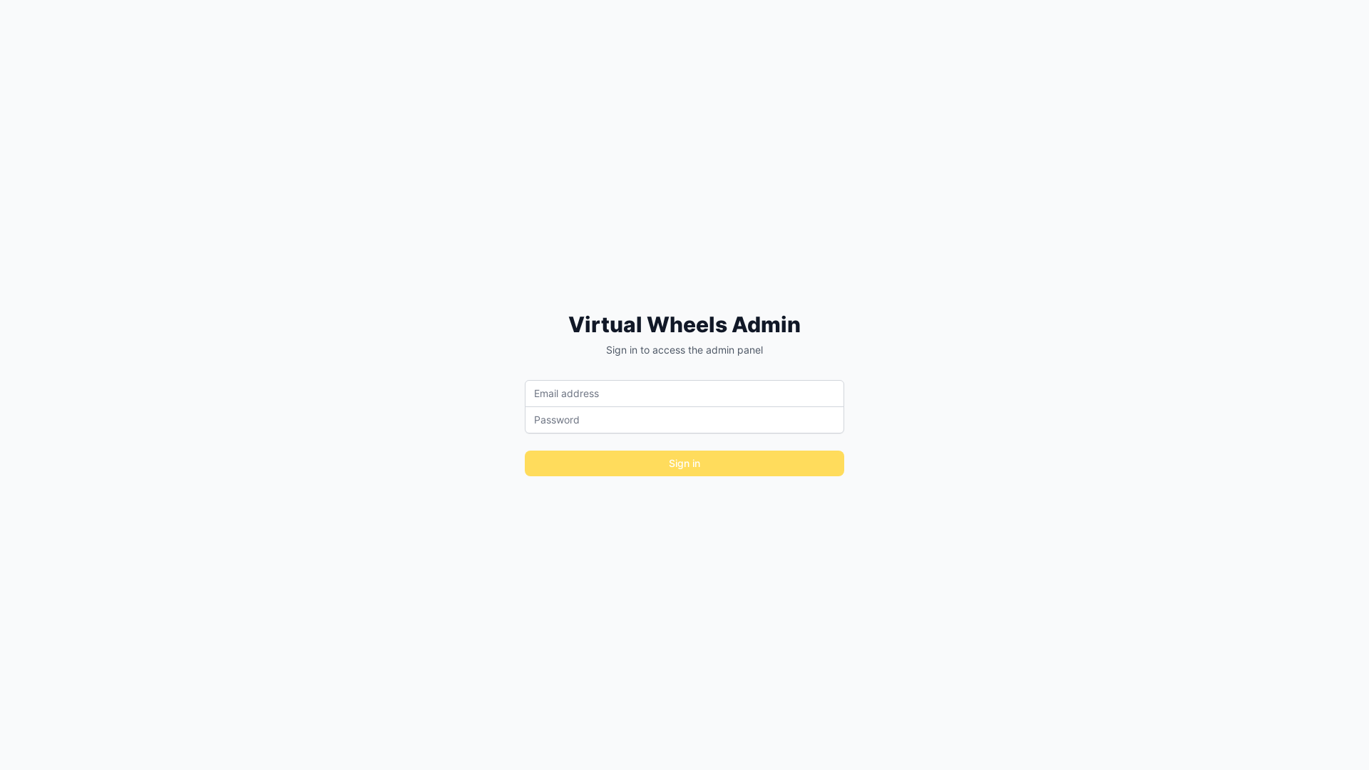 website screenshot of https://virtual-wheels-admin-panel.pages.dev/