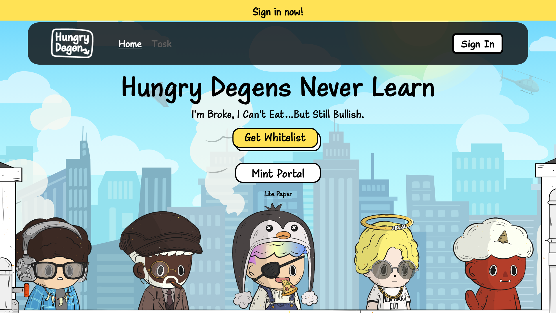 website screenshot of https://hungry-degen-website.pages.dev/