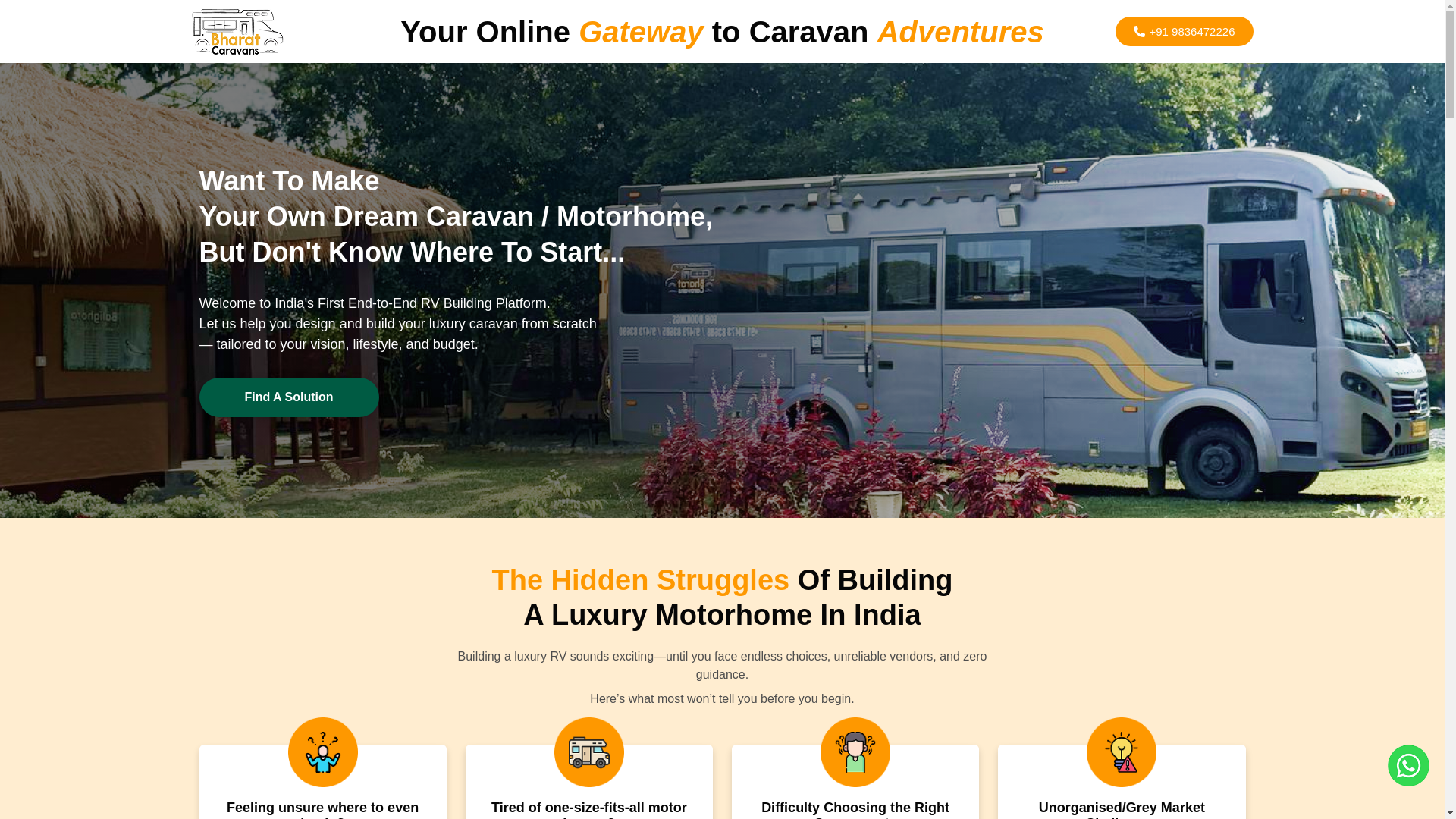 website screenshot of https://bharatcaravans.co/