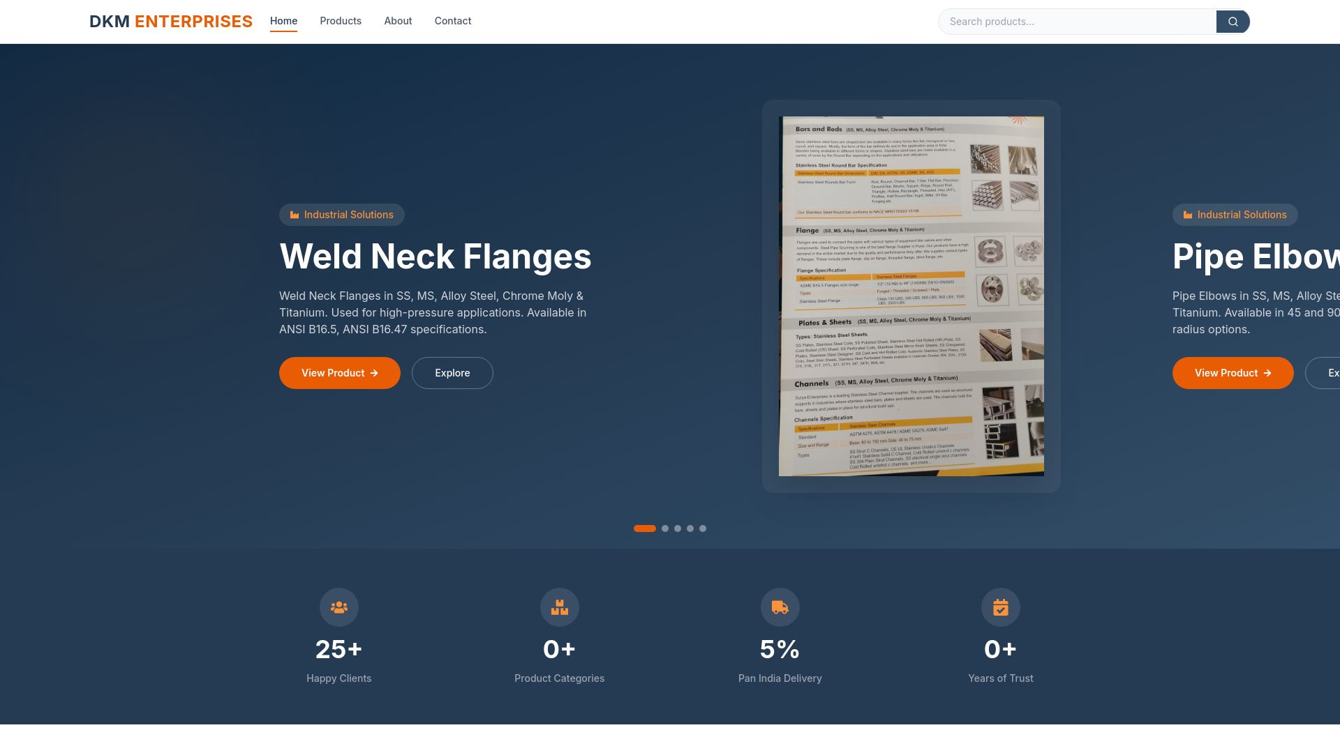 website screenshot of https://dkmenterprise.in