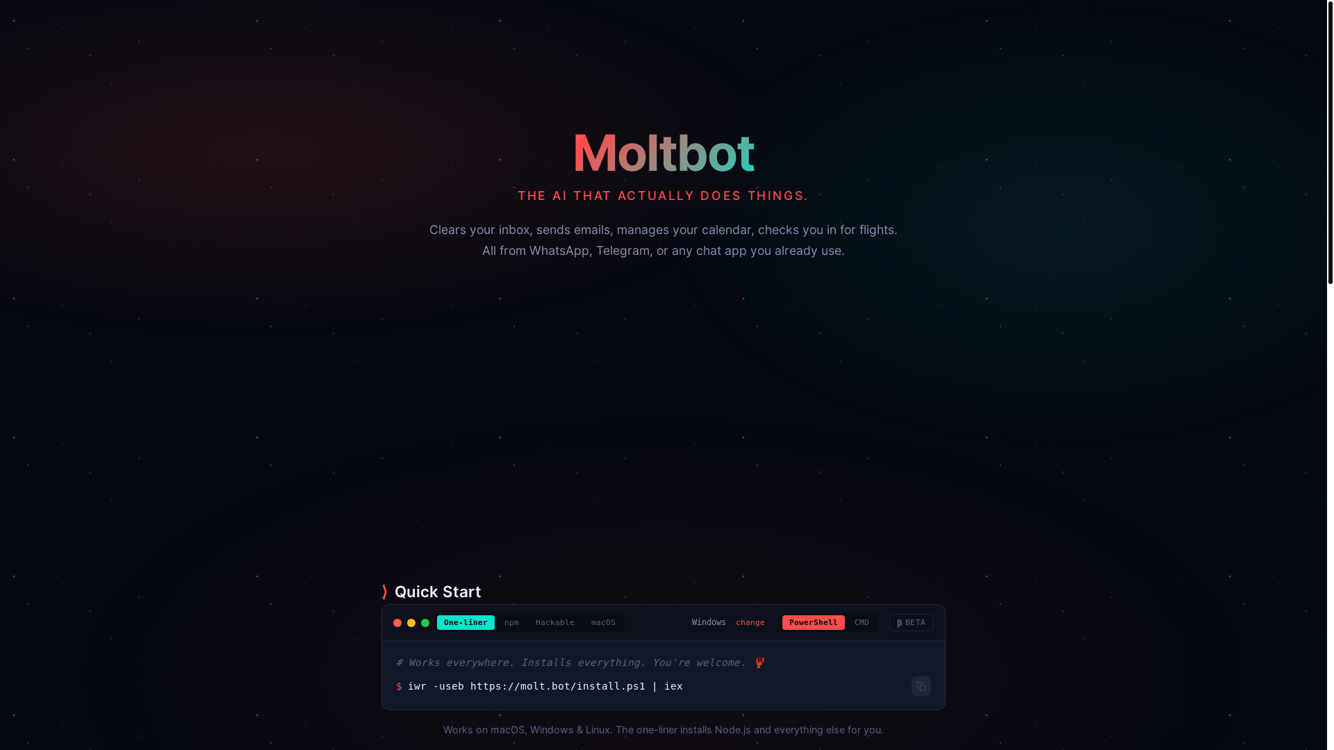 website screenshot of https://molt.bot/