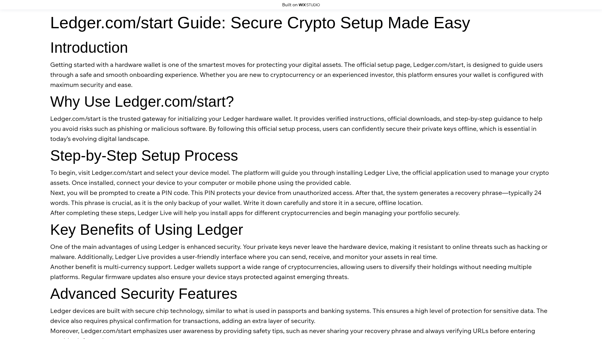 website screenshot of https://ledganenstart.wixstudio.com/us-en