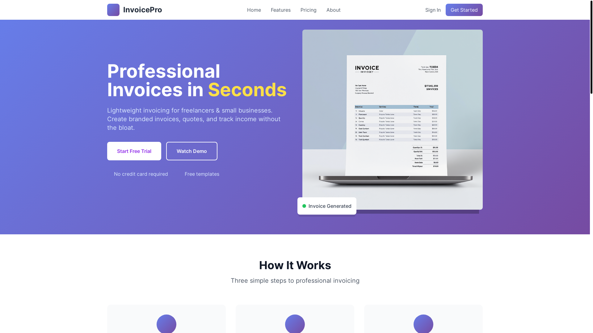 website screenshot of https://invoiceepro.pro/
