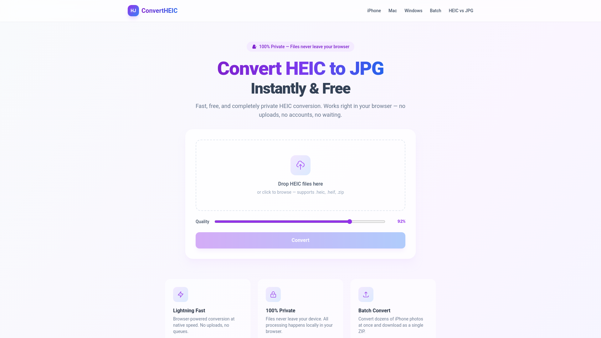 website screenshot of https://convertheic.org/