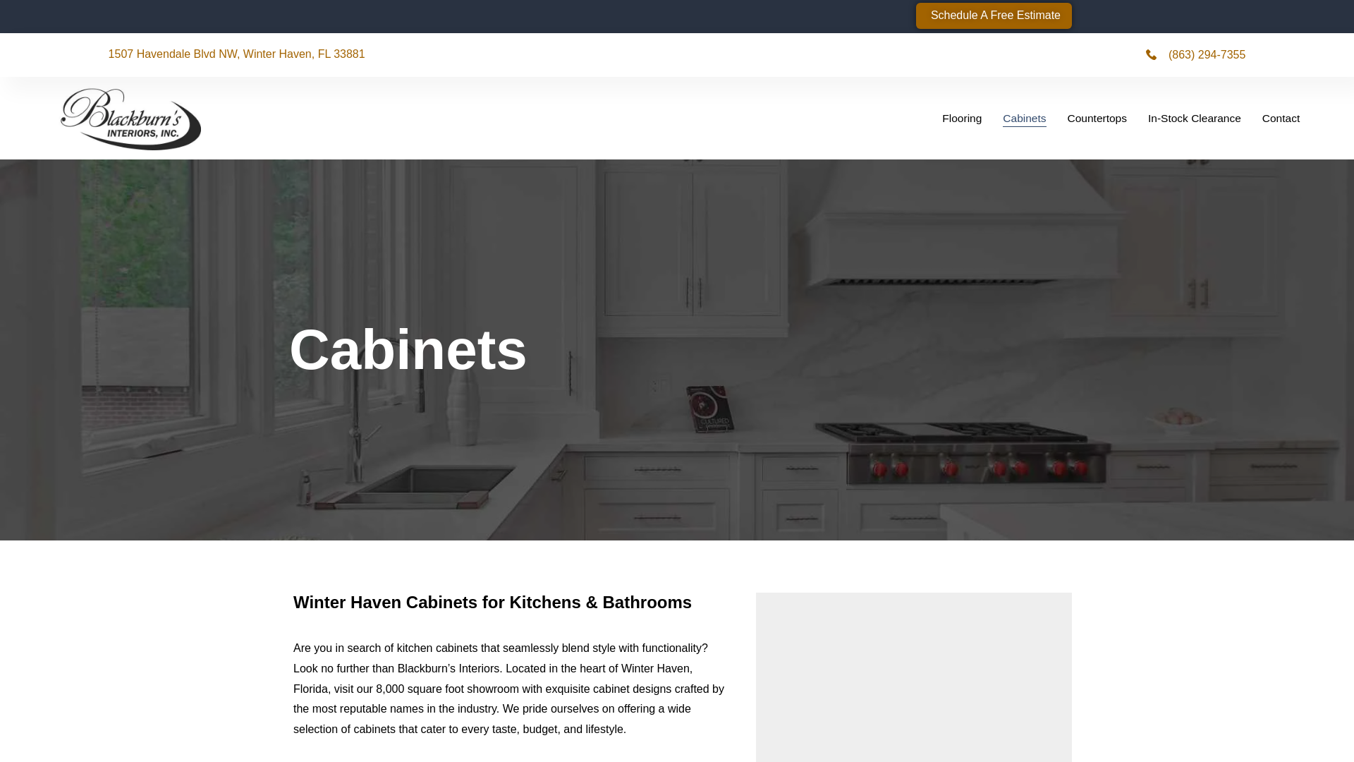 website screenshot of https://blackburnscabinets.com/
