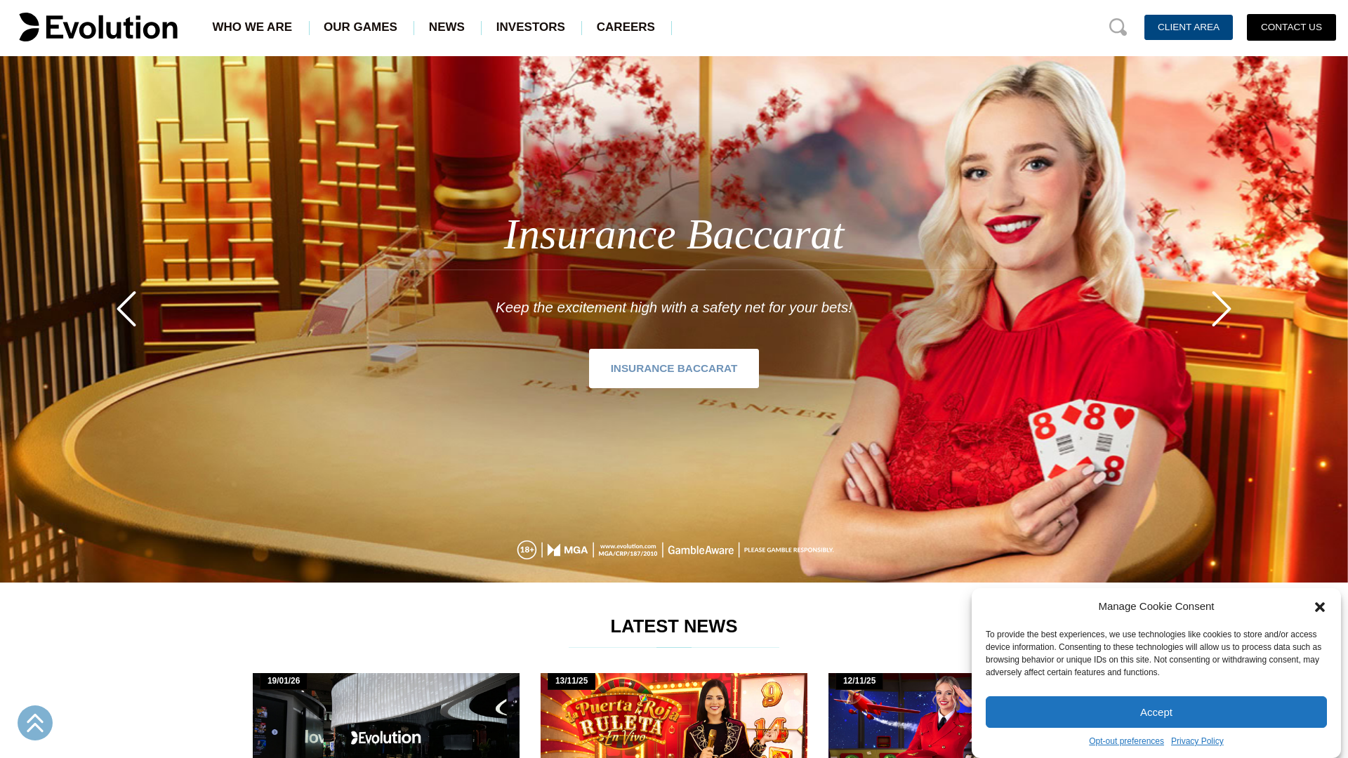 website screenshot of https://www.evolution.com