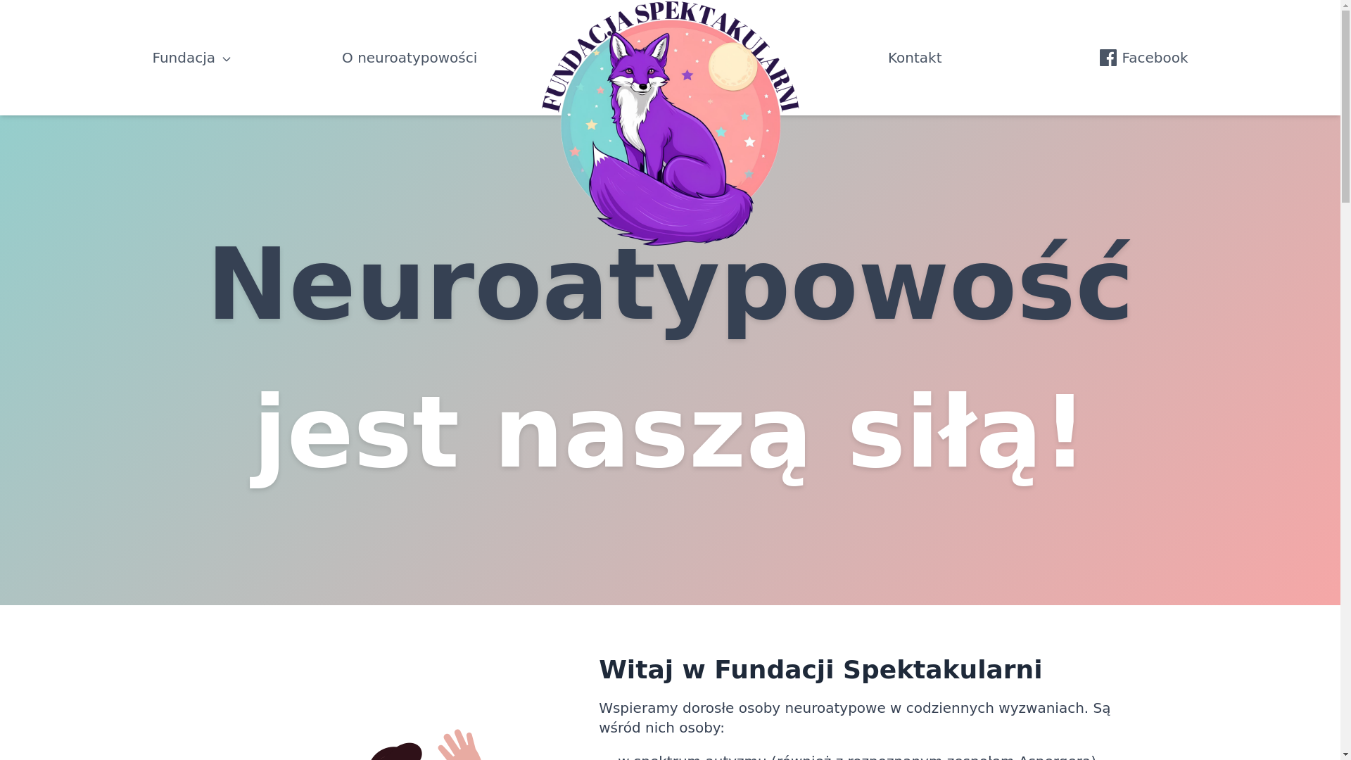 website screenshot of https://fundacjaspektakularni.pl/