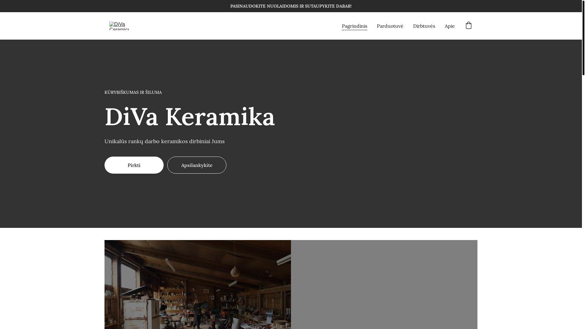 website screenshot of https://divaceramics.lt/