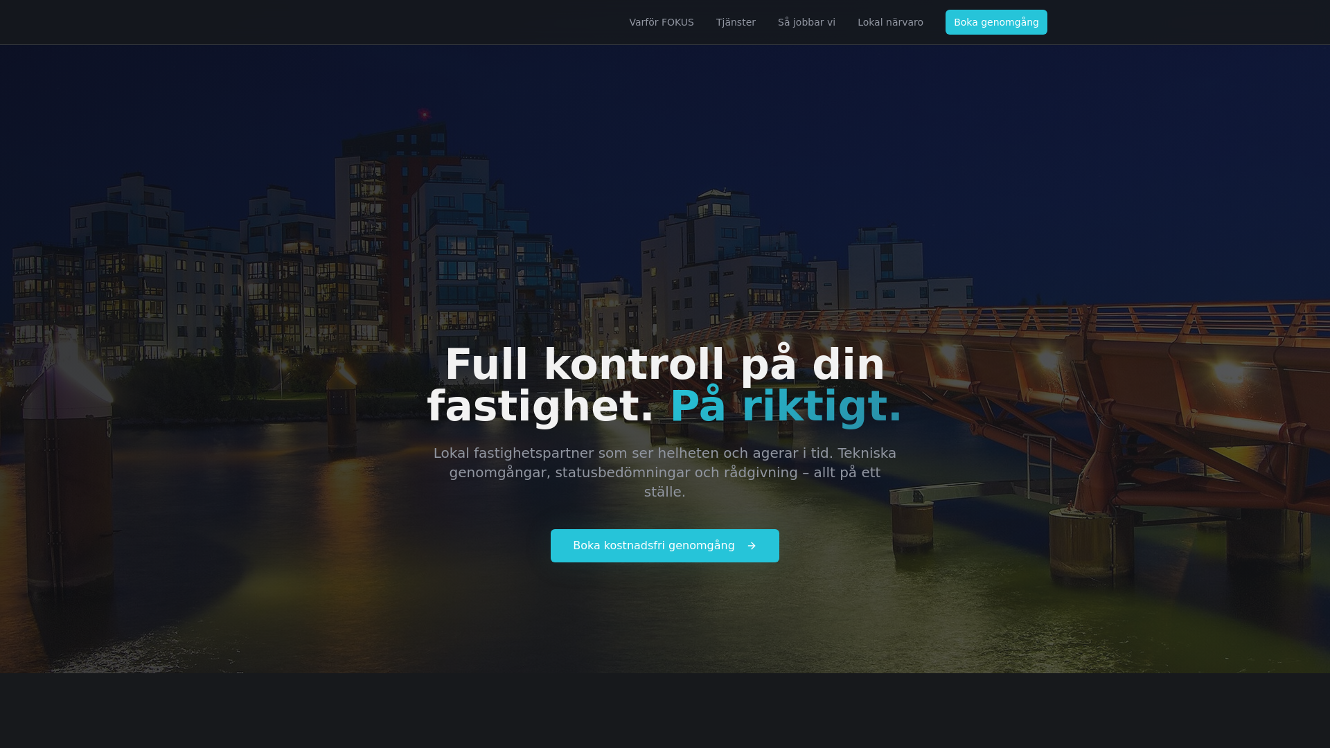 website screenshot of https://fokusfastighet.se