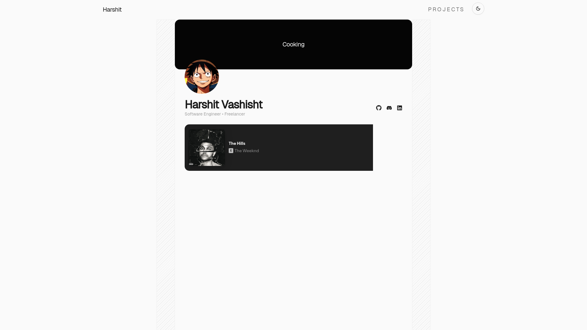 website screenshot of https://harshitvashisht.me/
