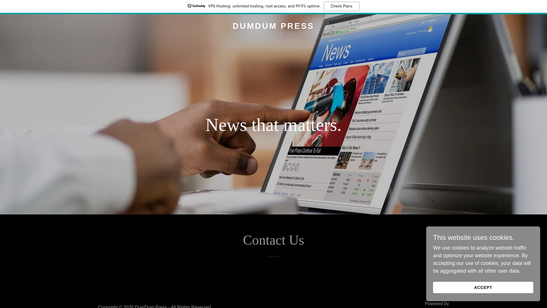 website screenshot of https://dumdumpress.com/