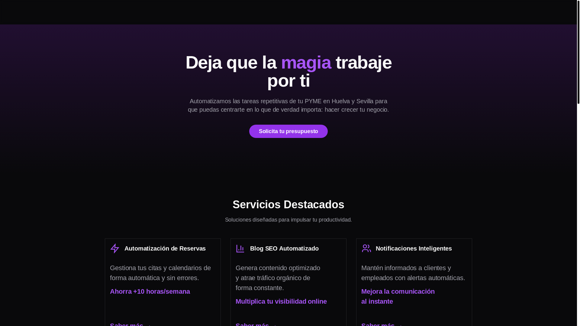 website screenshot of https://automagik.es/