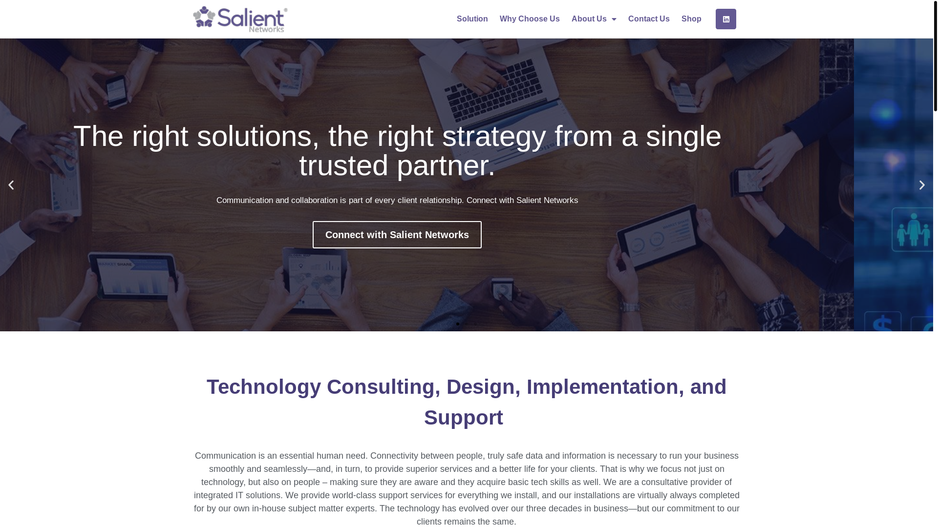 website screenshot of https://salientnetworks.com/