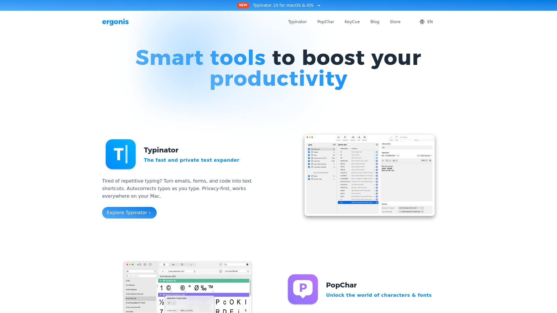 website screenshot of https://ergonis.com/