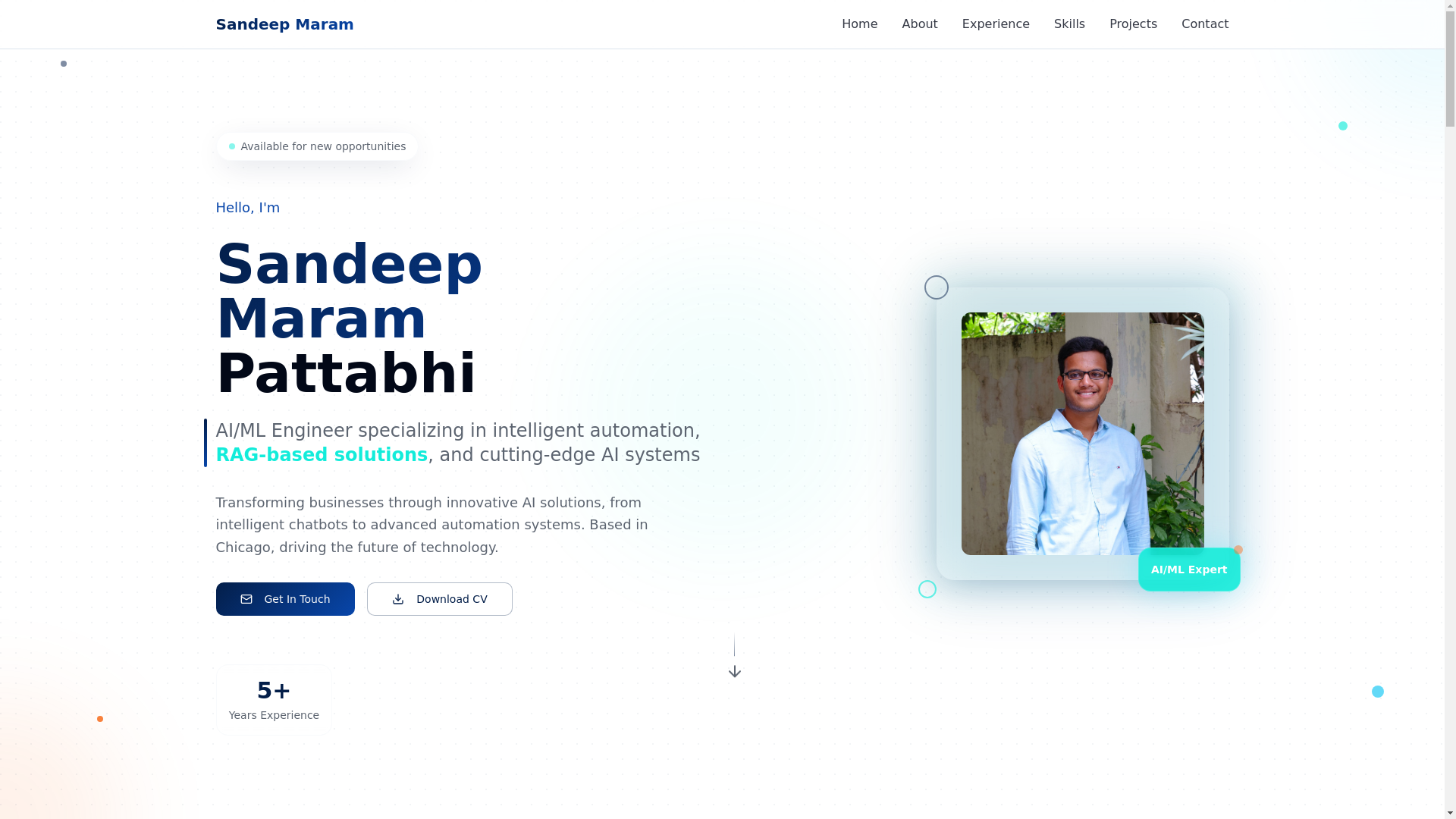 website screenshot of https://sandeepmp.bio/