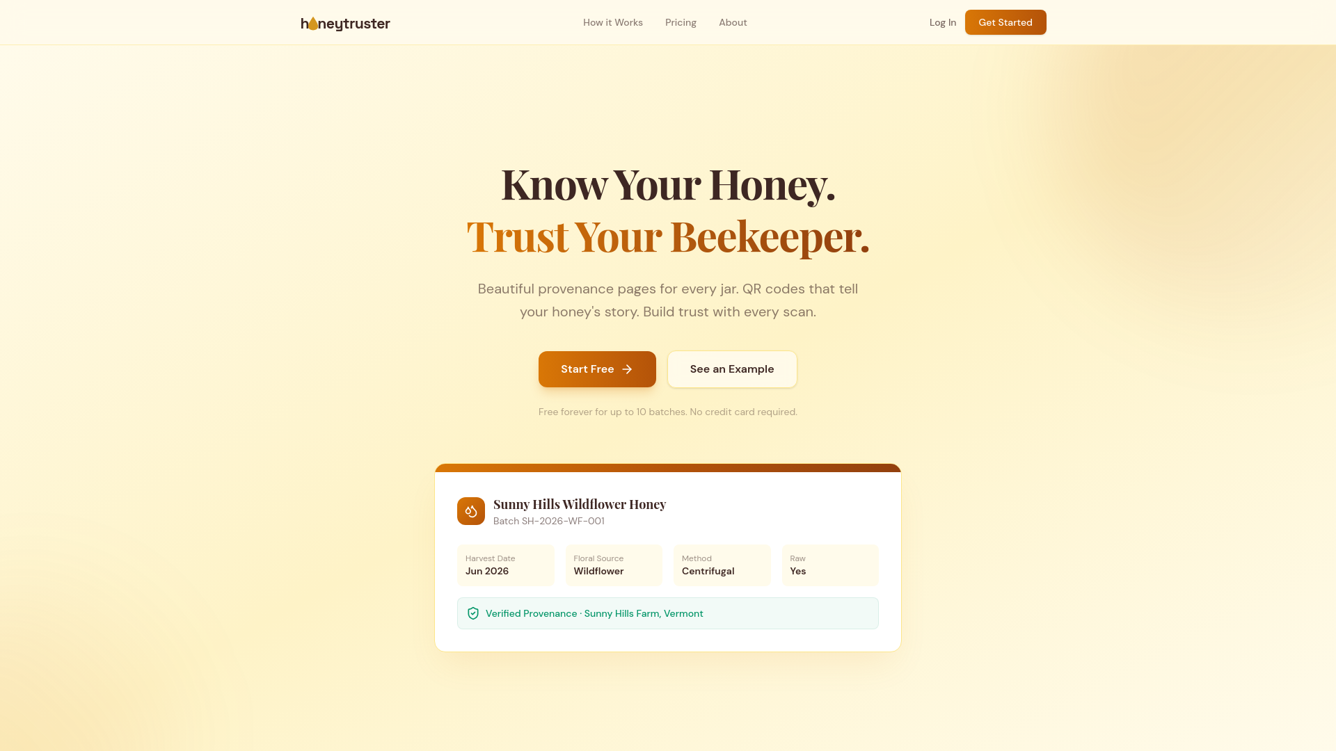 website screenshot of https://honeytruster.com/