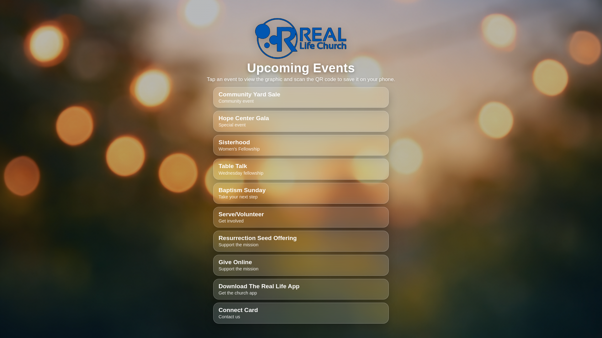 website screenshot of https://reallifechurchscevents.com/