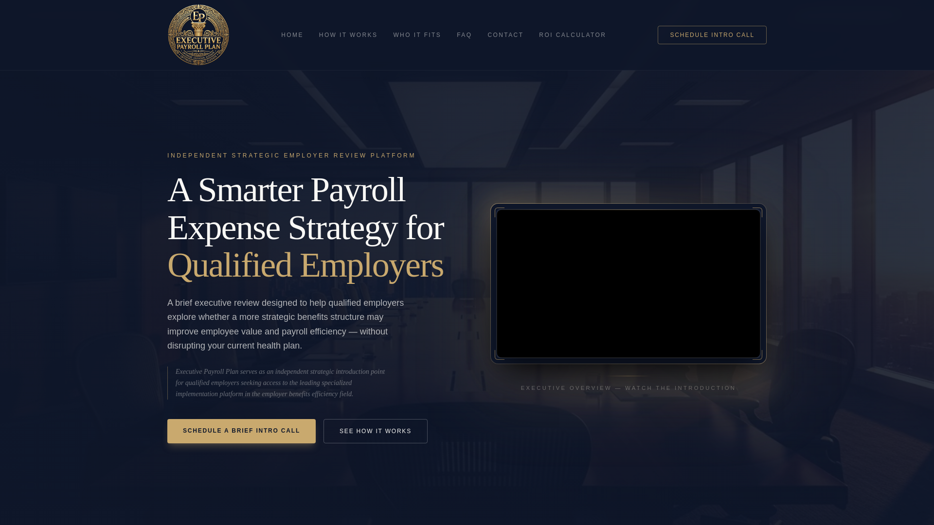 website screenshot of https://executivepayrollplan.com/