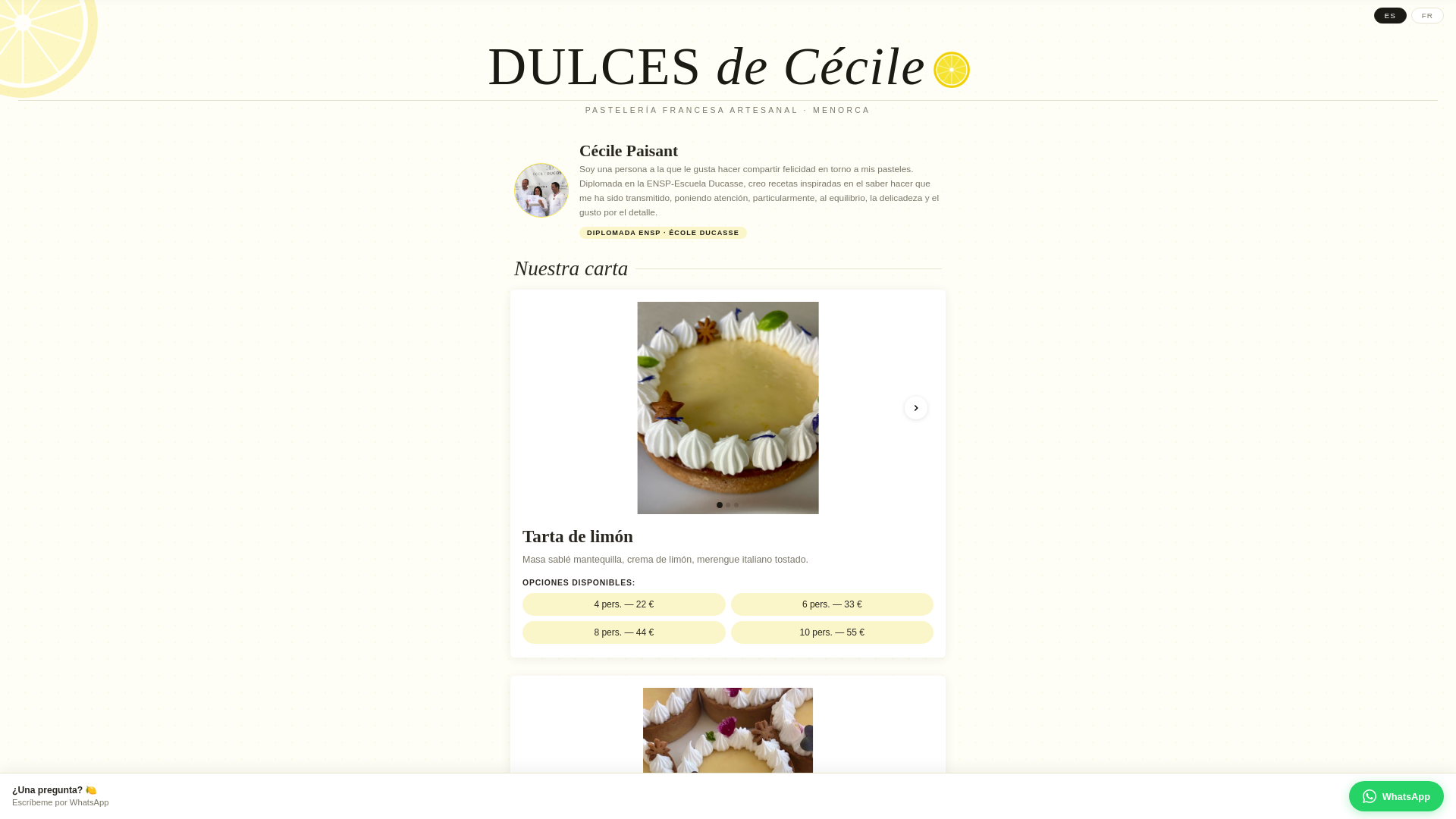 website screenshot of https://dulces-de-cecile.com/