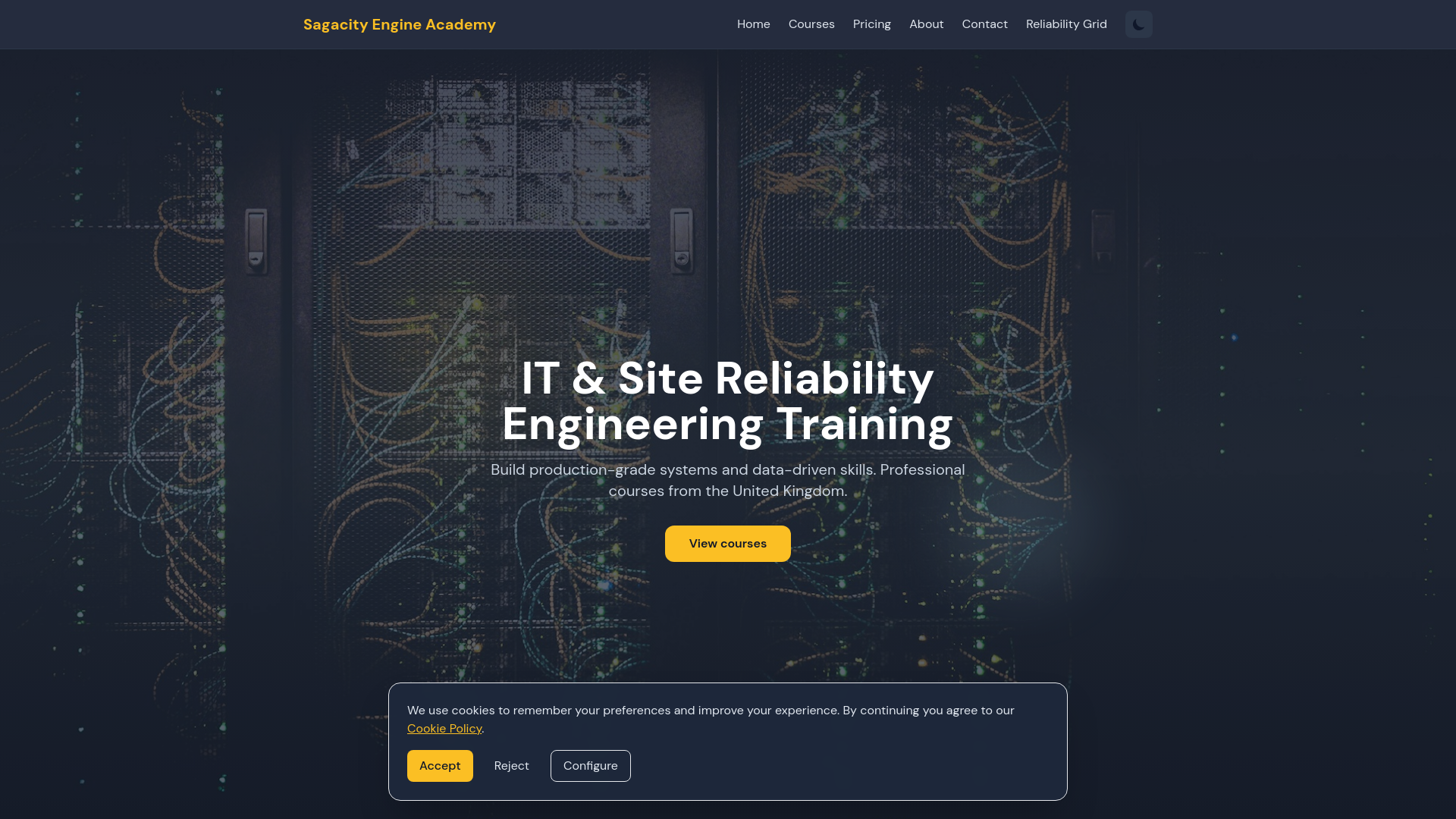 website screenshot of https://sagacity-engine.digital/