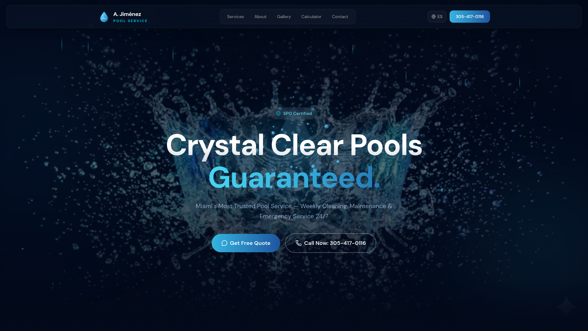 website screenshot of https://ajimenezpoolservice.com/
