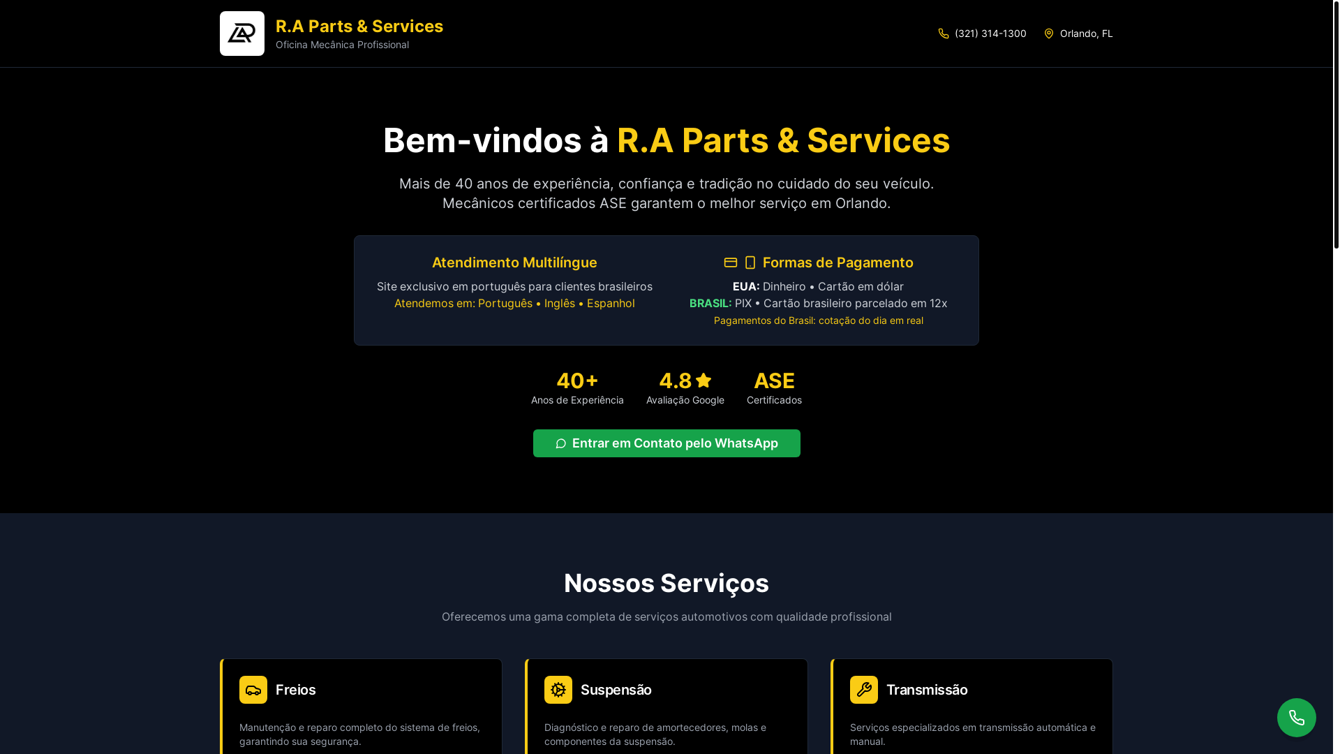 website screenshot of https://rapartsandservice.com/
